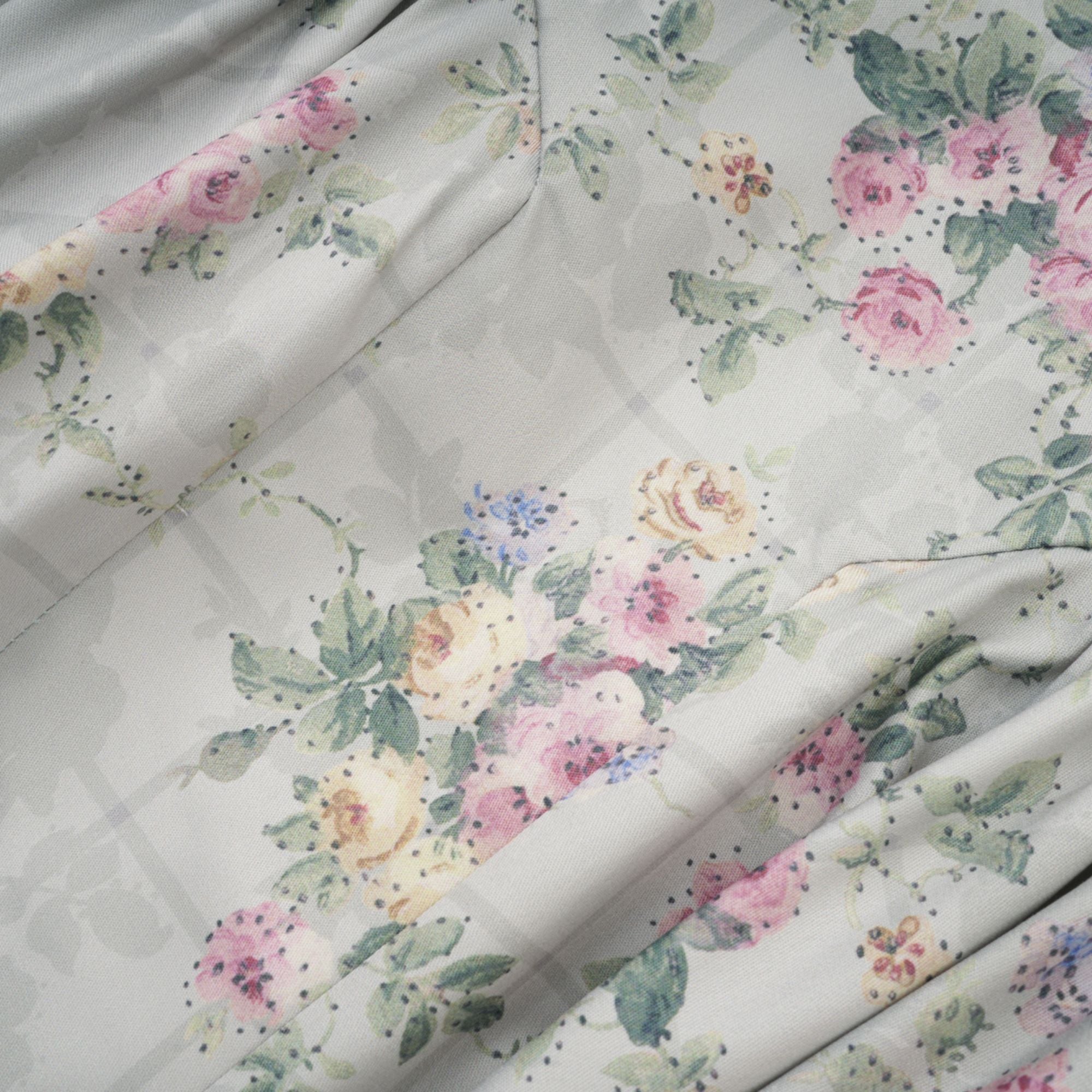 Prunelle Sage-Green Floral-Print Shirred Midi Dress
