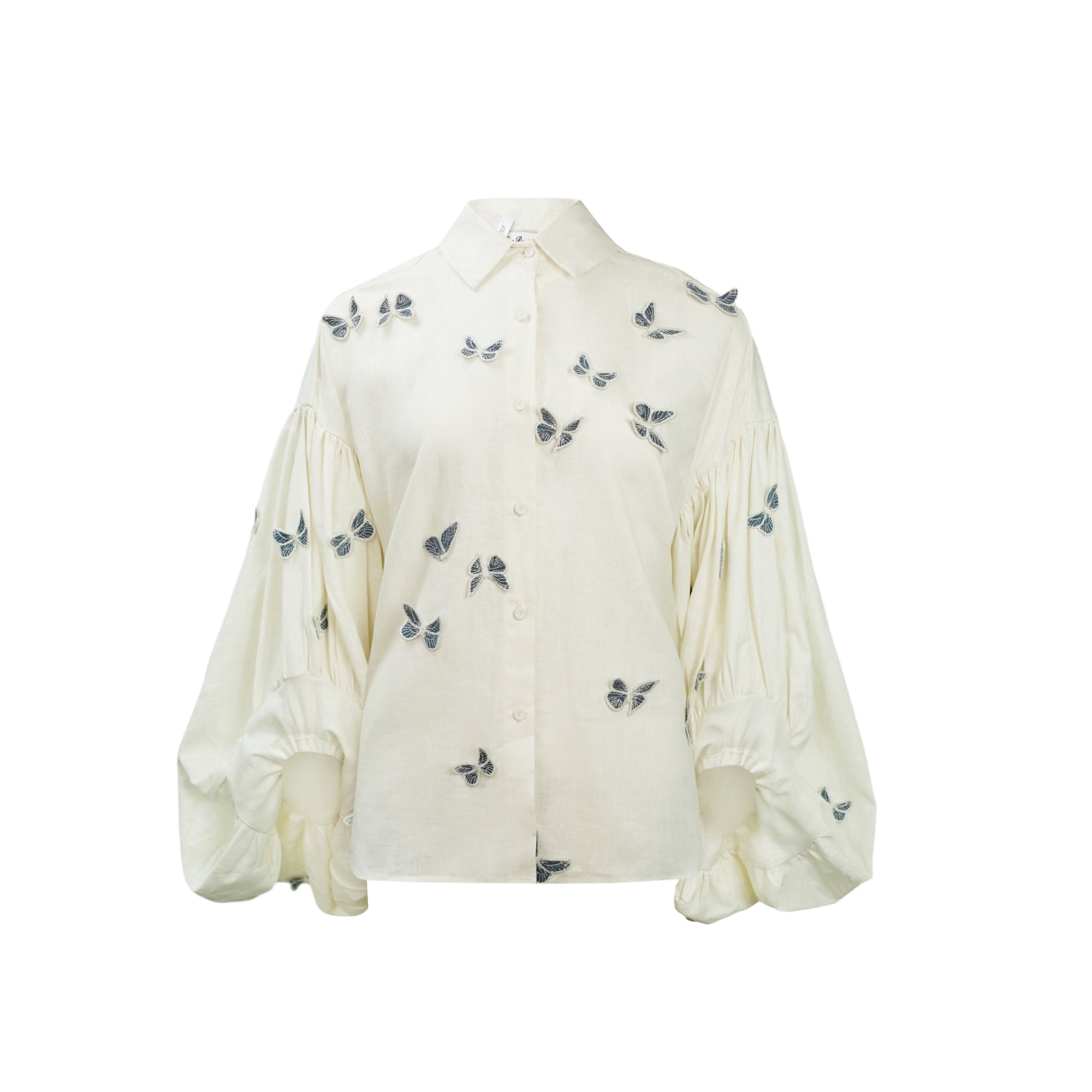 Ophélie White Butterfly Embroidered Shirt & Shorts Set – Miss