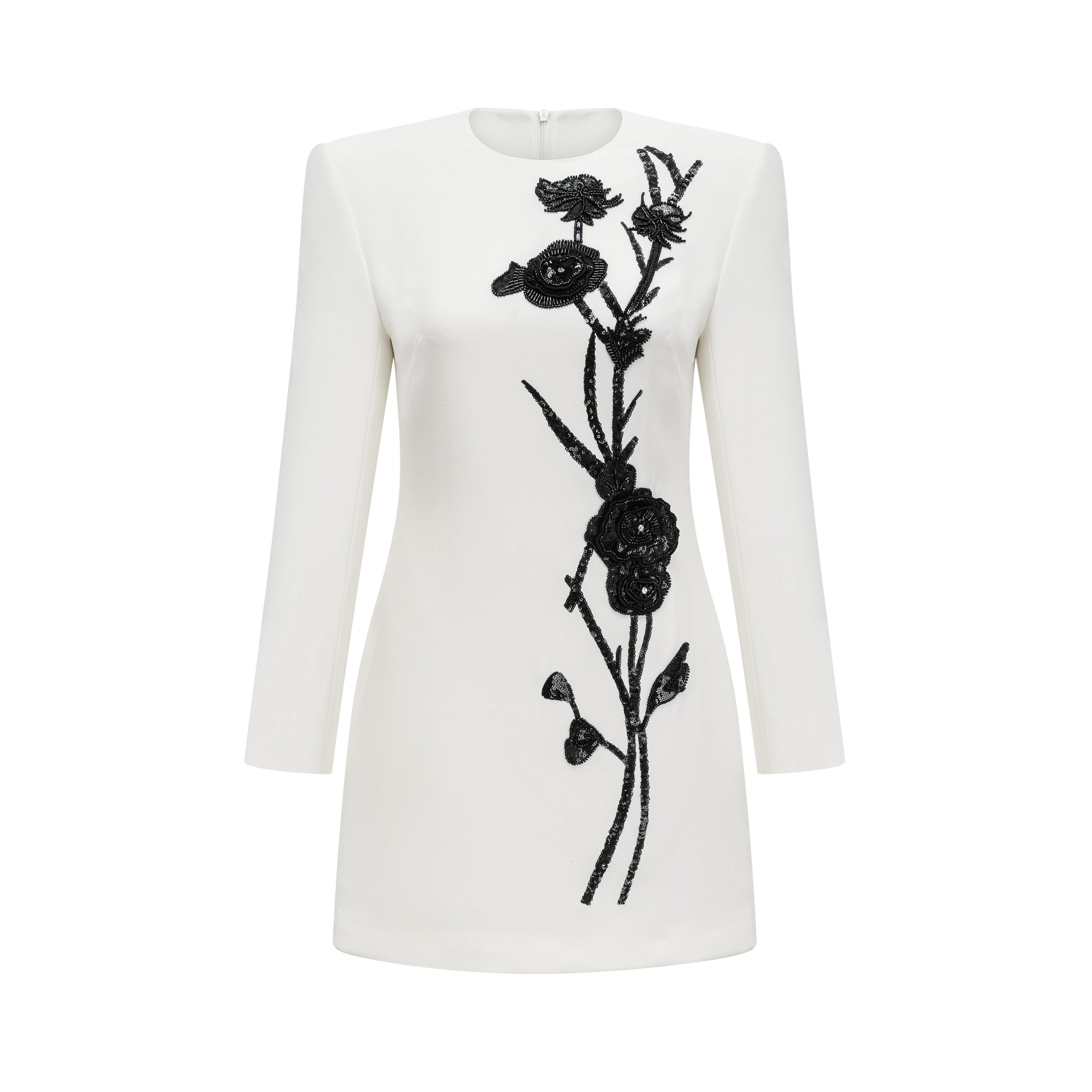 Vanessa White Faux-Flower Embellished Mini Dress
