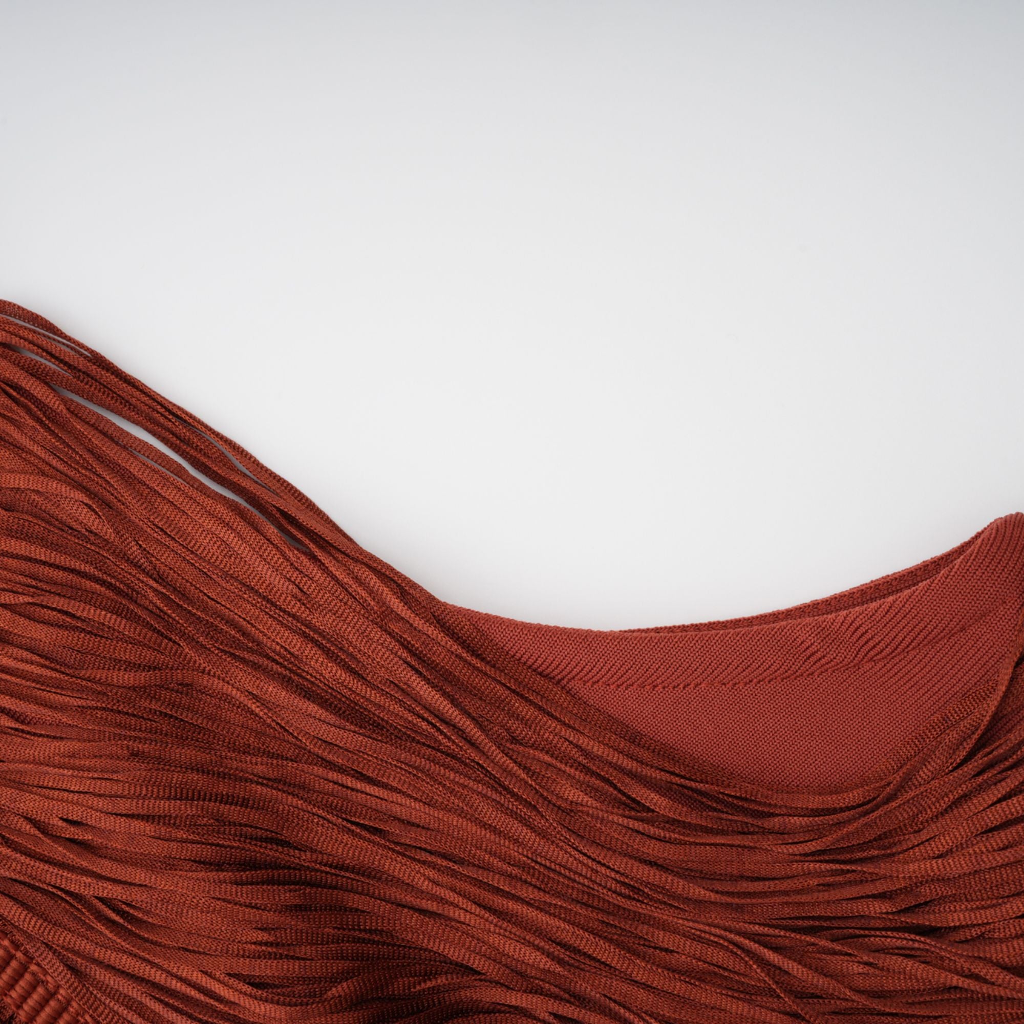 Mélisande Rusty Red Halterneck Fringed Maxi Gown