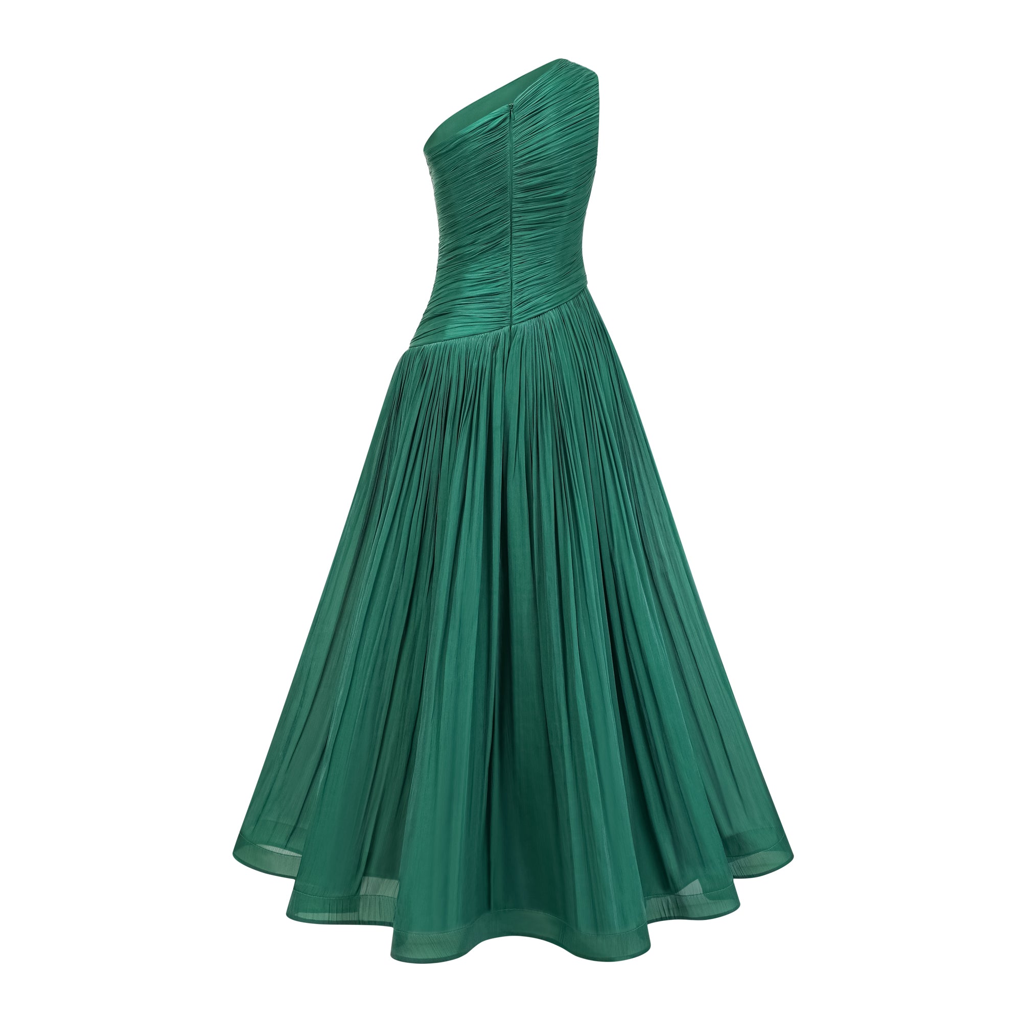 plus emerald green slinky ruched one shoulder longline midi dress Maxi – Miss Rosier This one shoulder dress