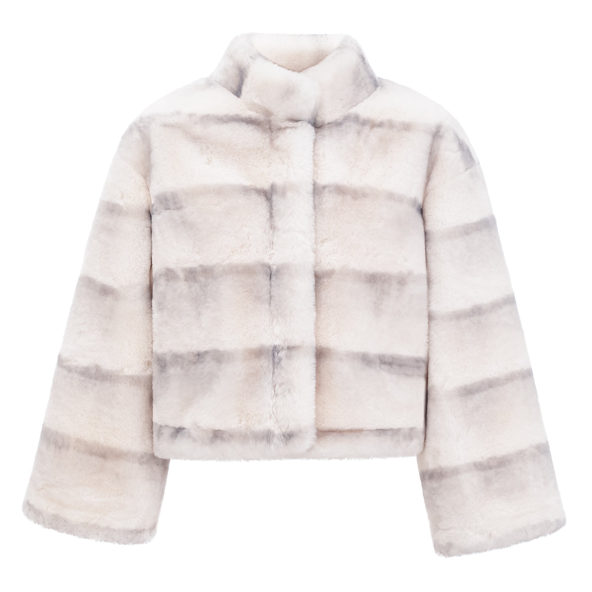 Alina White Gradient Faux Fur Short Coat
