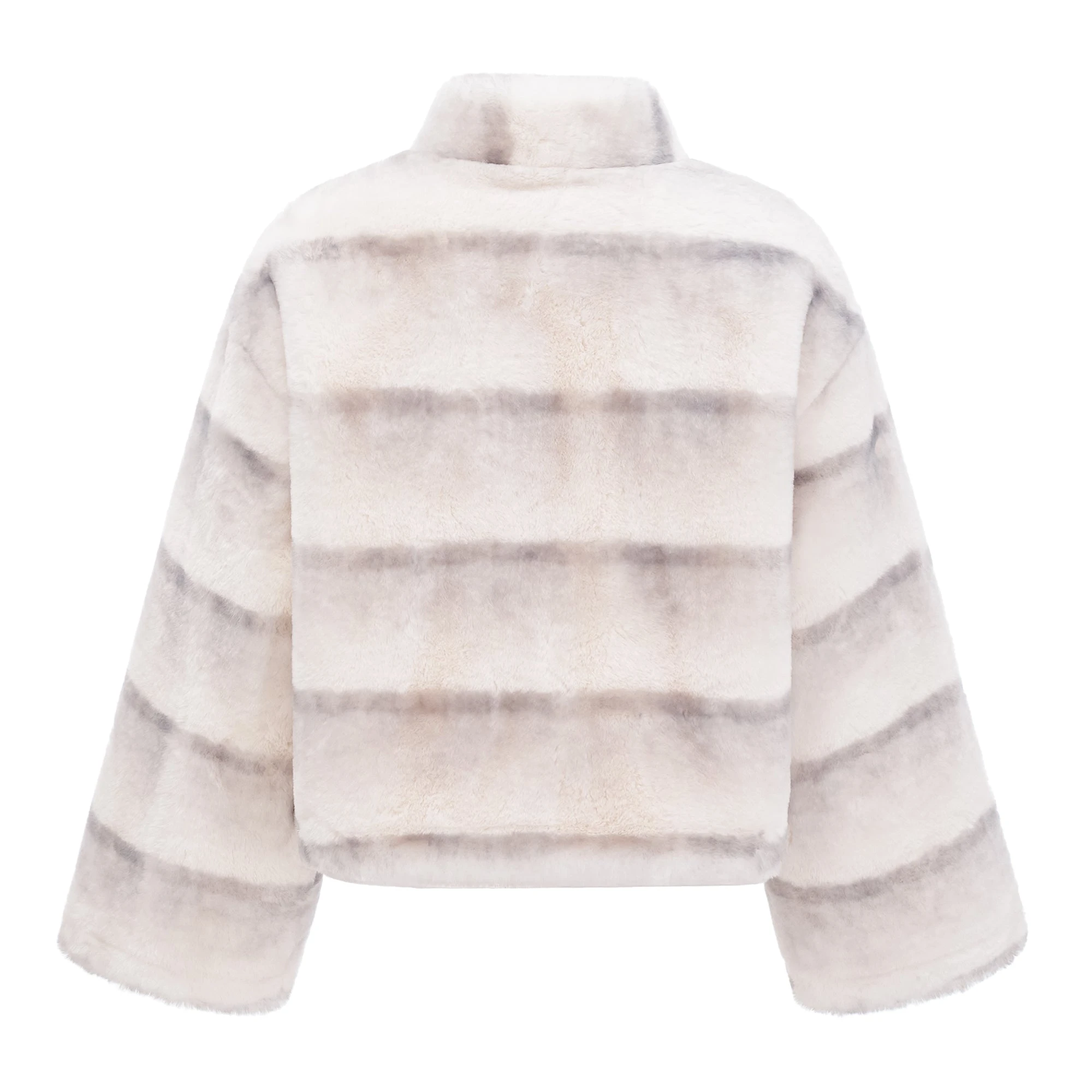 Alina White Gradient Faux Fur Short Coat