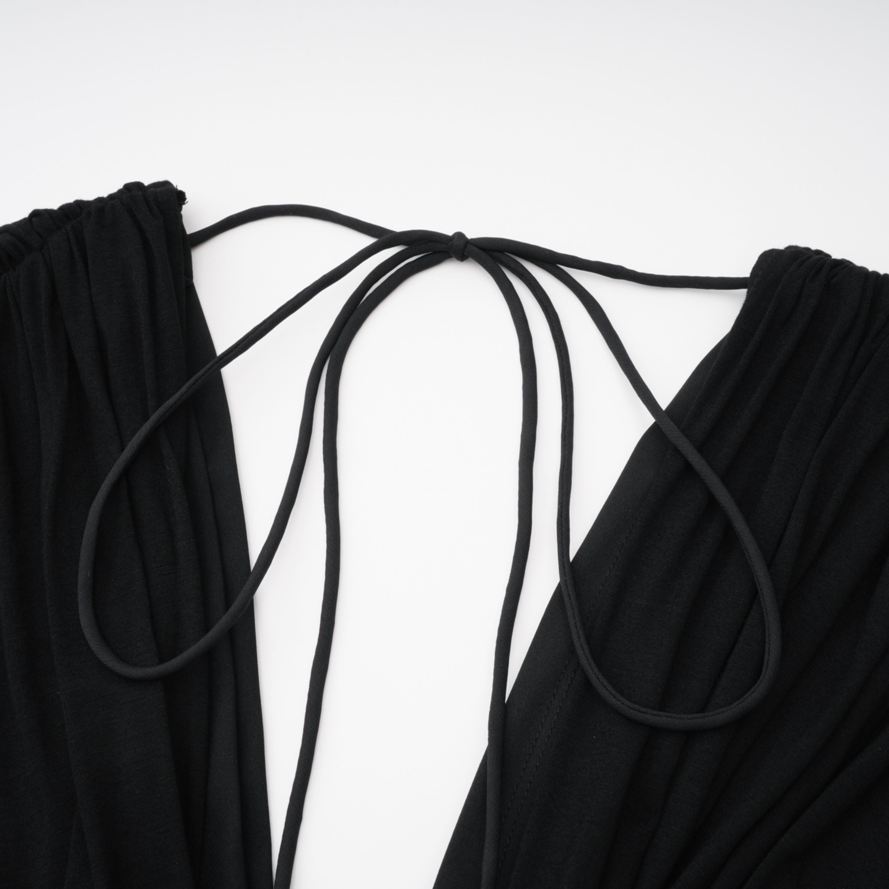 Gianina Black Deep V-Neck Draped Jumpsuit