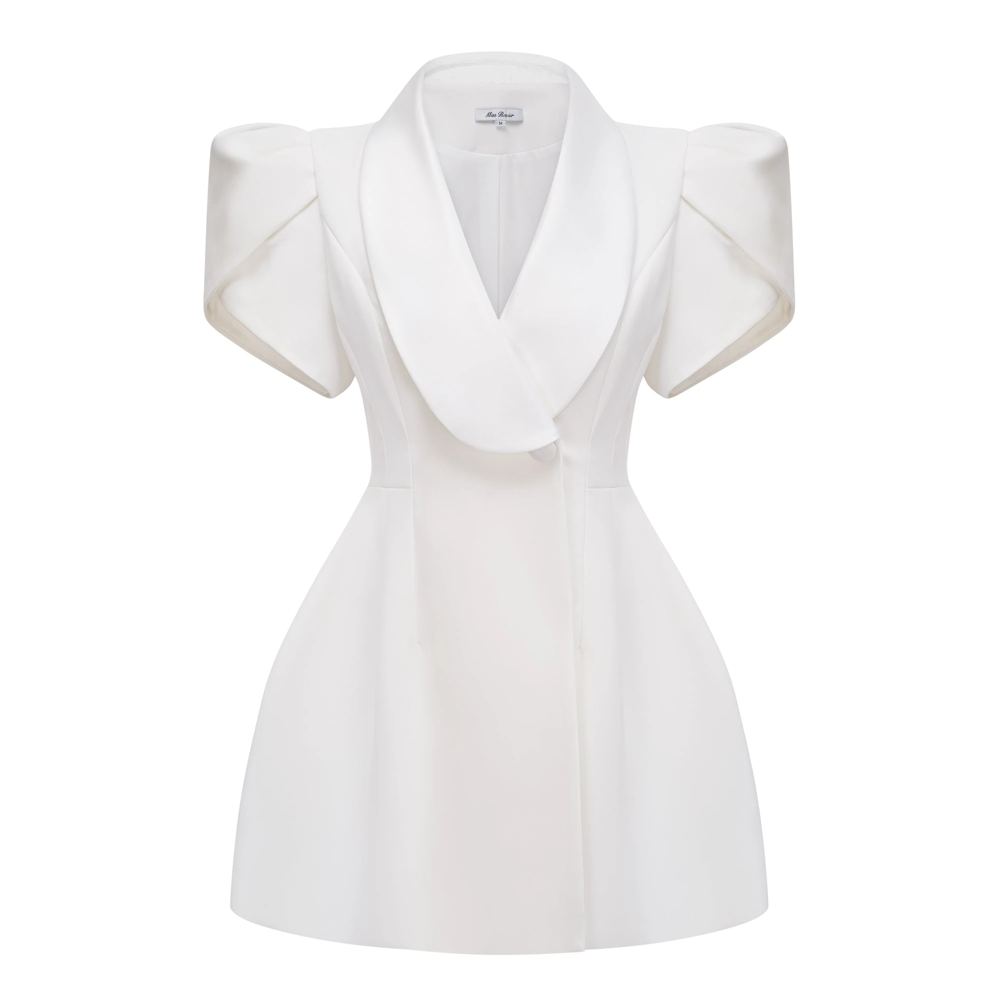White Shawl Lapel Mini Dress
