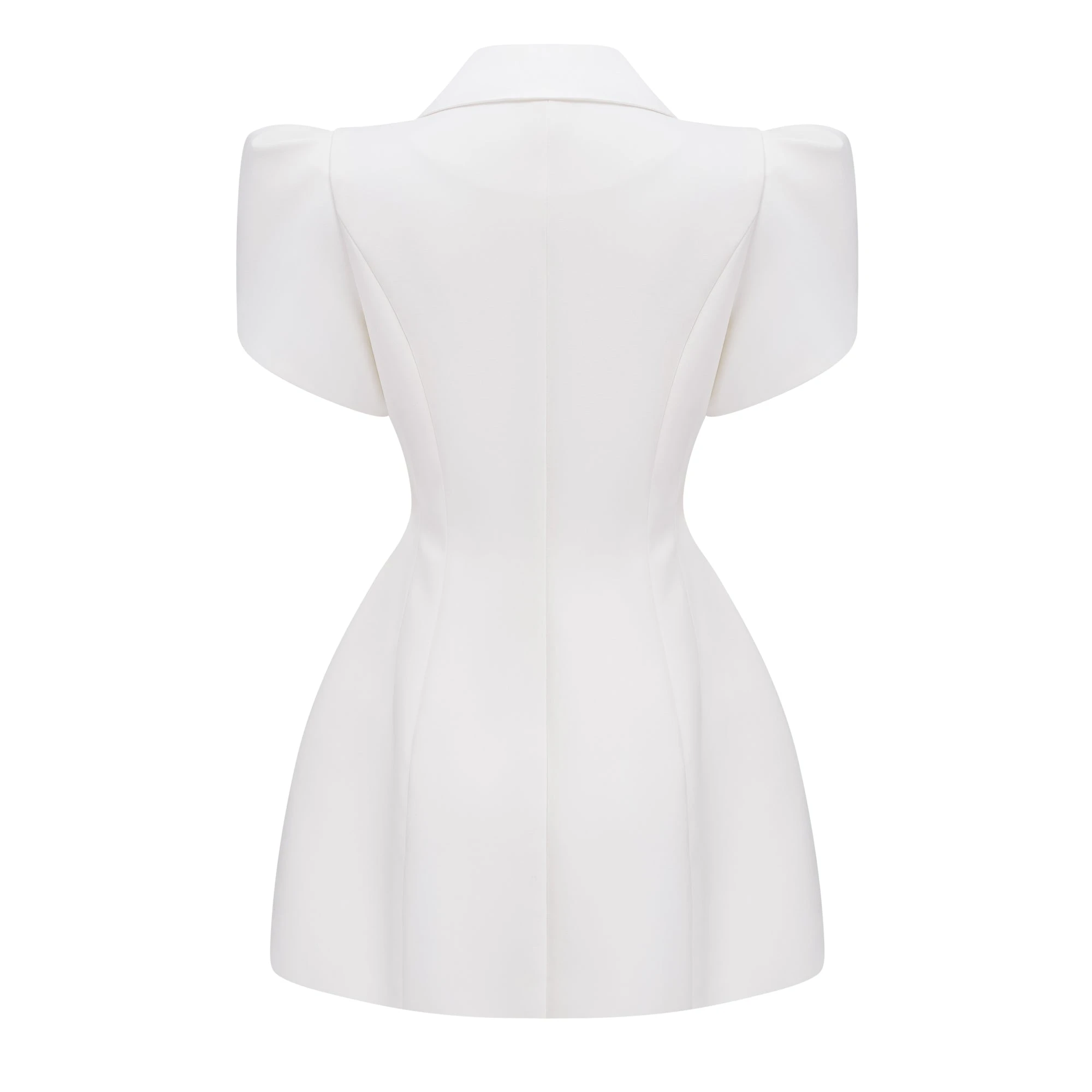 White Shawl Lapel Mini Dress