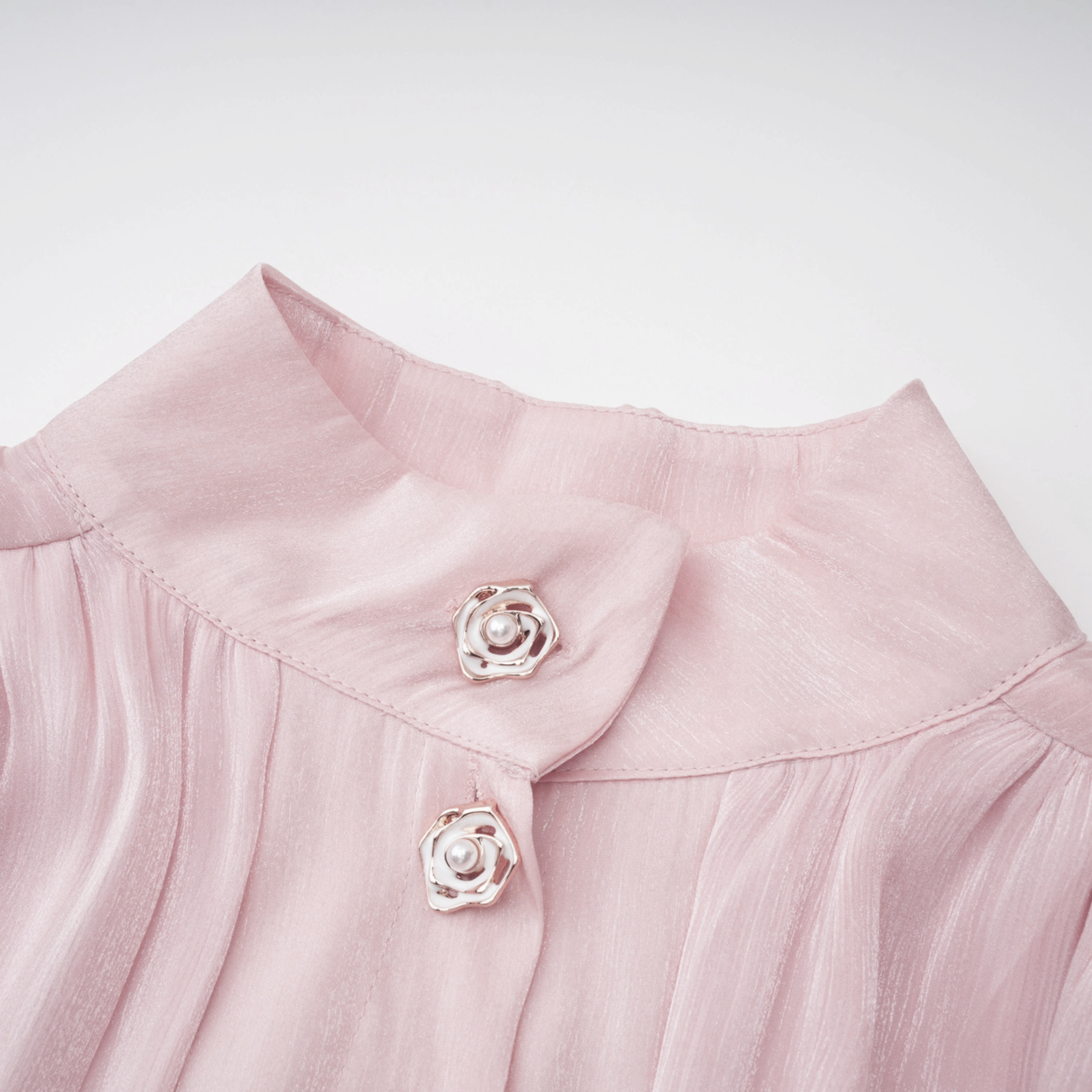 Emersyn Pink High-Neck Ruffled Detail Mini Dress