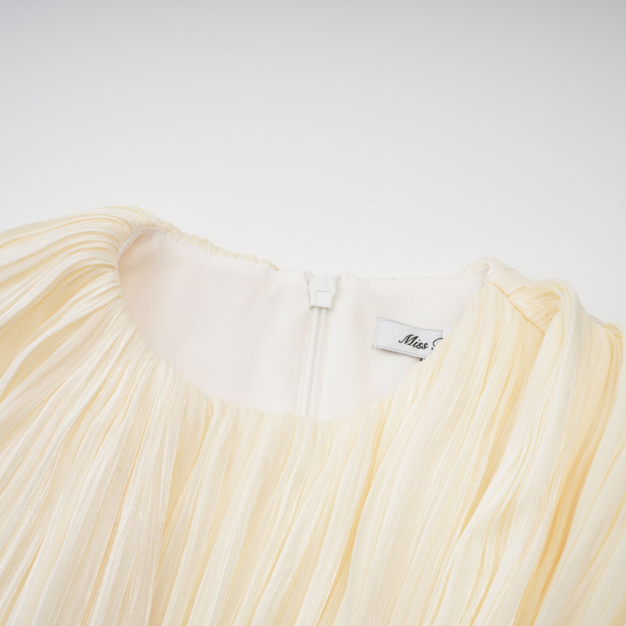 Cyrielle Pleated Mini Dress with Ribbon Design Accent