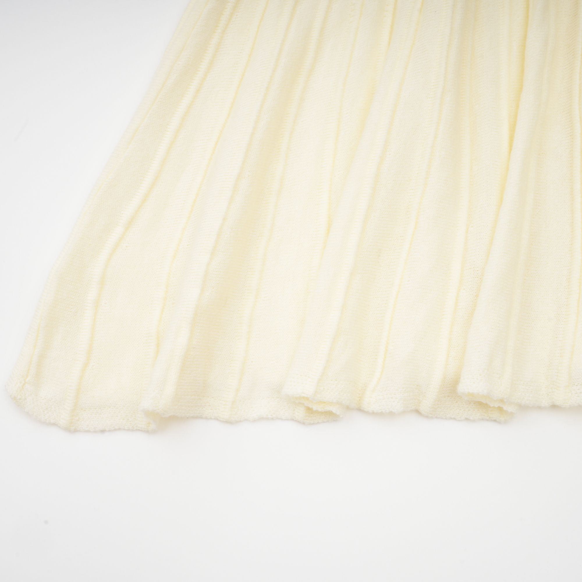 Émeline White Knitted Pleated Midi Dress