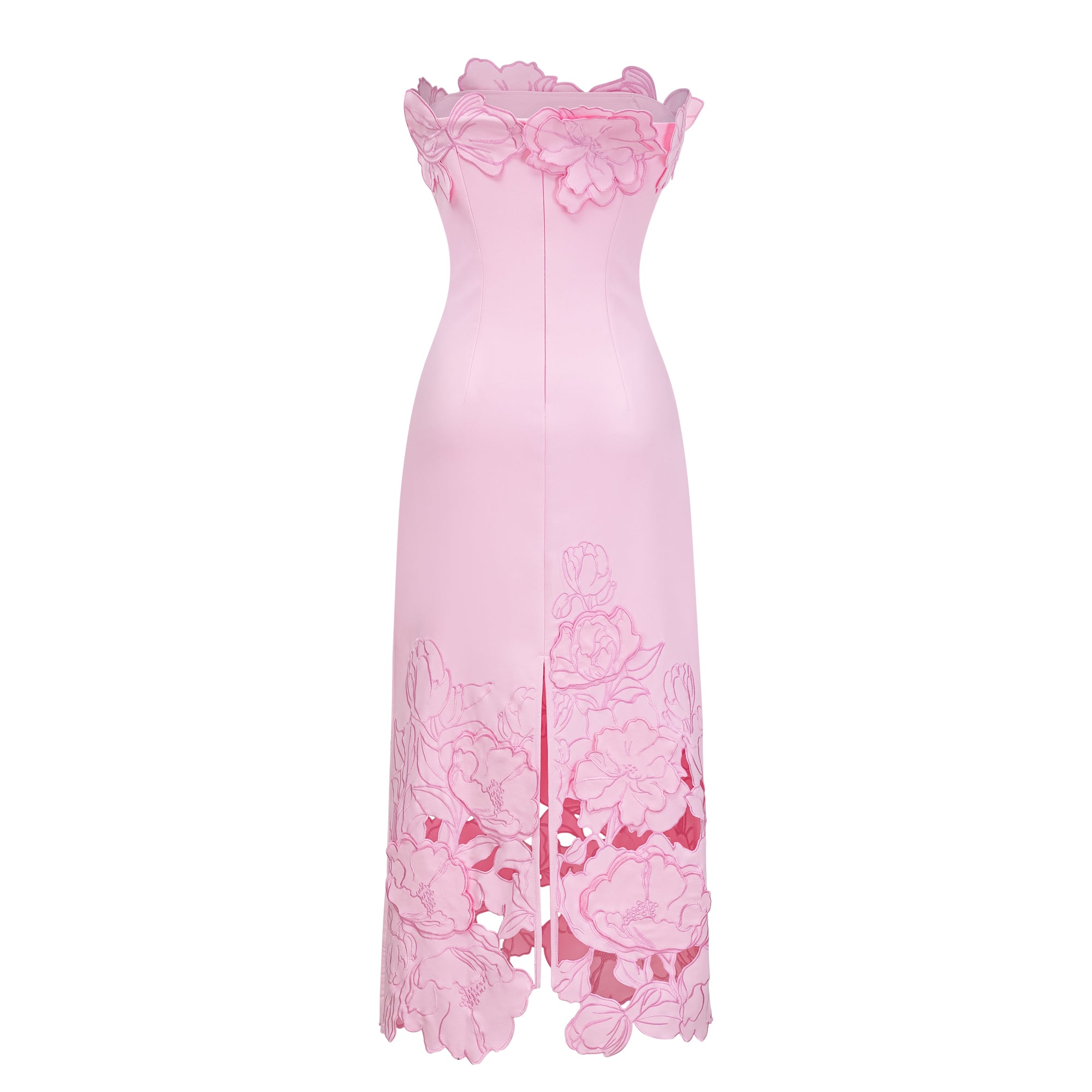 Inga Pink Strapless Floral Embroidered Maxi Dress – Miss Rosier