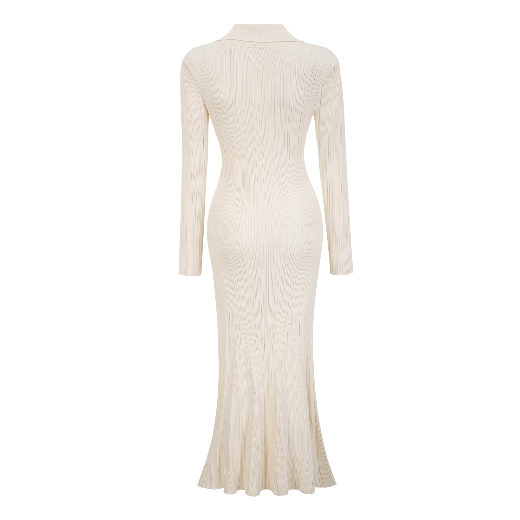 Nouria White Mermaid-Hem Knit Midi Dress