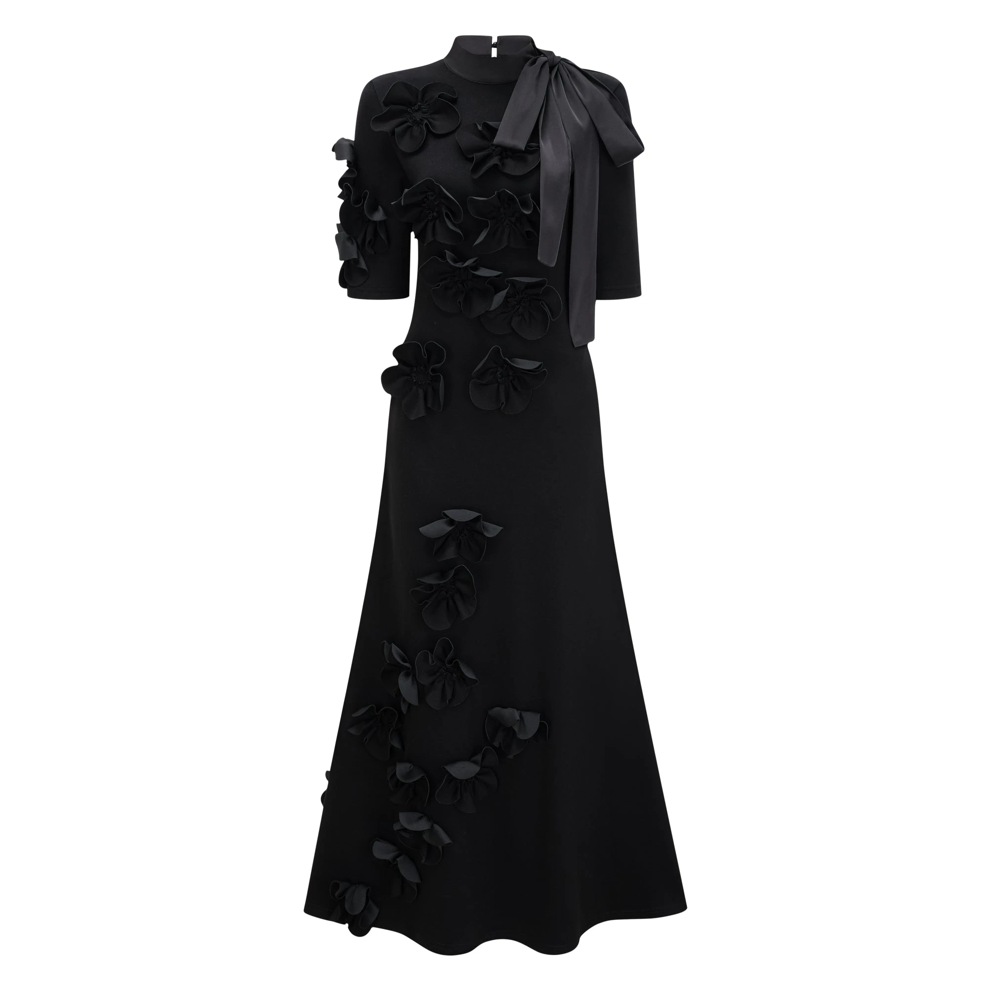 Bowknot Floral Appliqué Maxi Dress