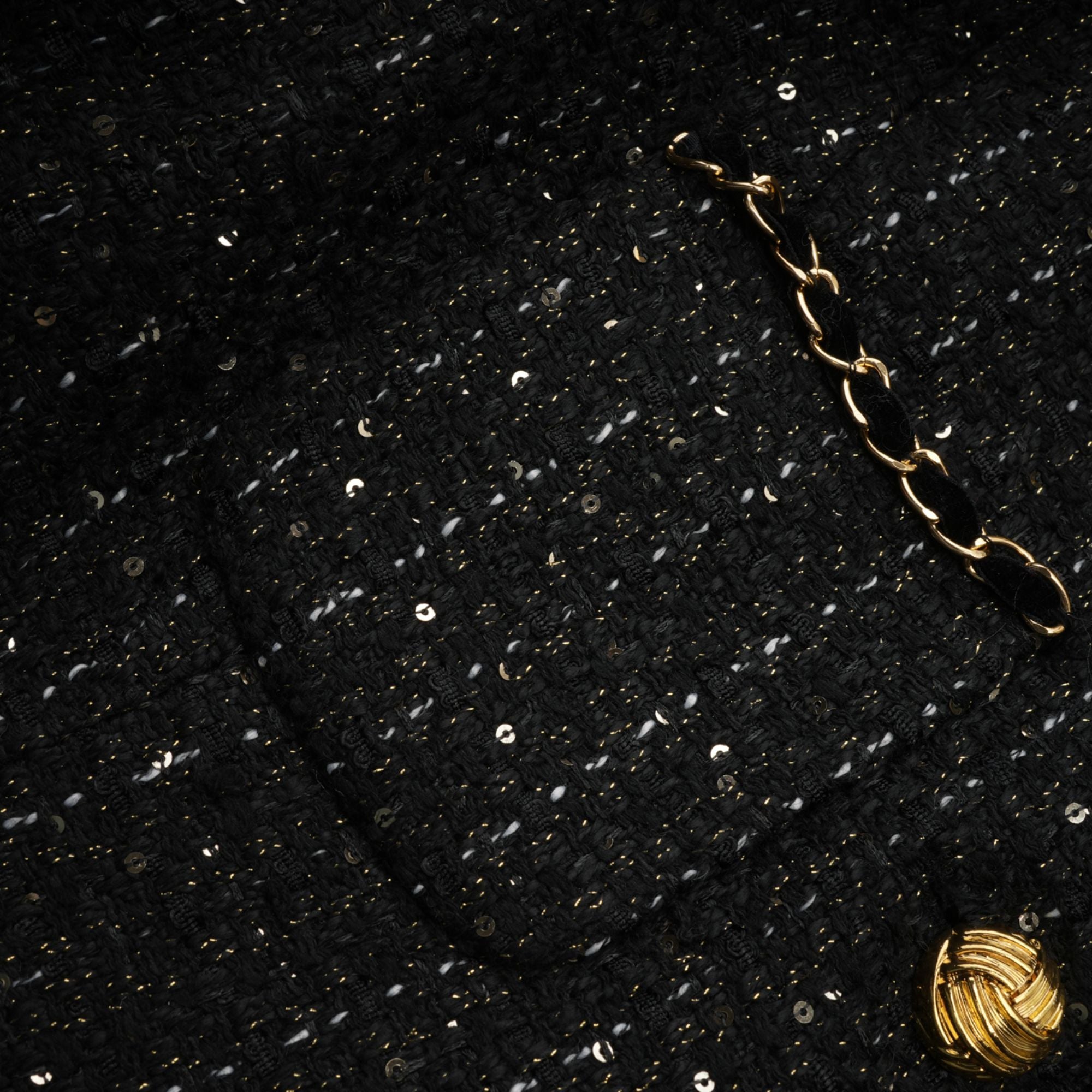 Audrey Black Sequin Paneled Tweed Mini Dress