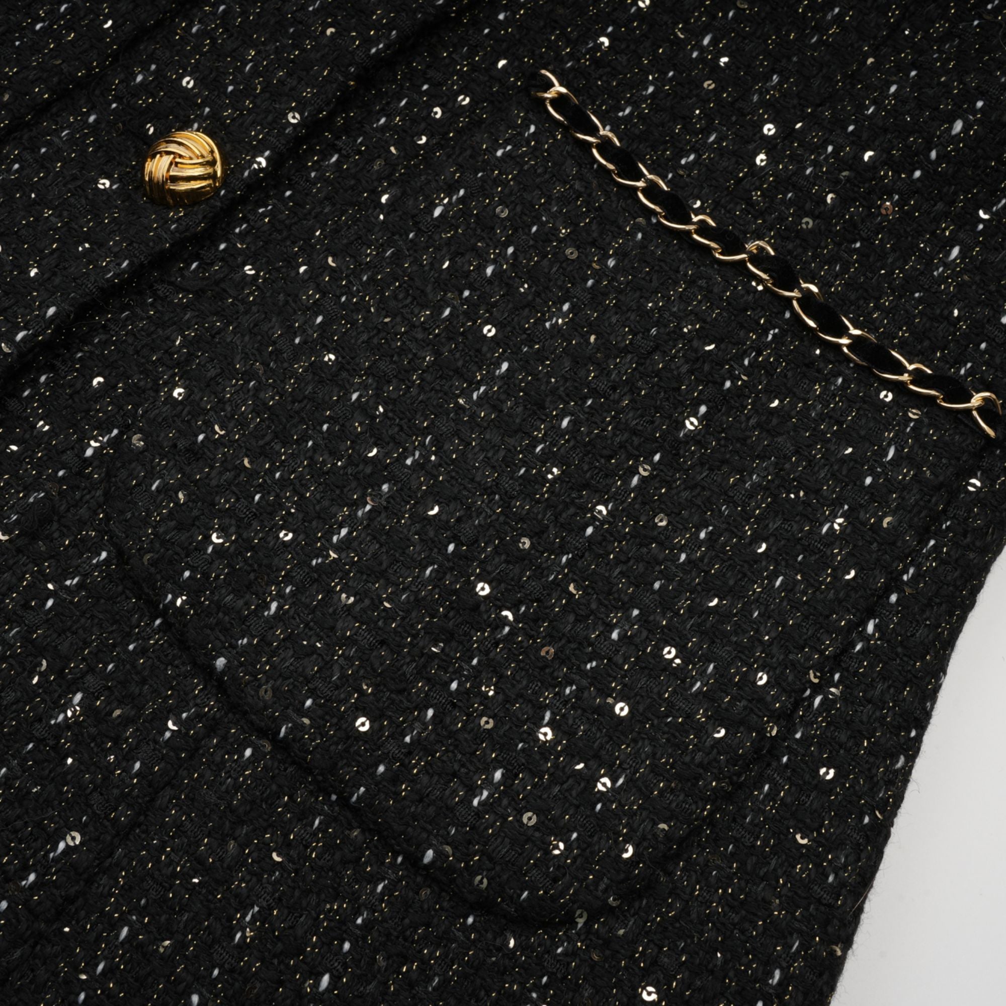 Audrey Black Sequin Paneled Tweed Mini Dress