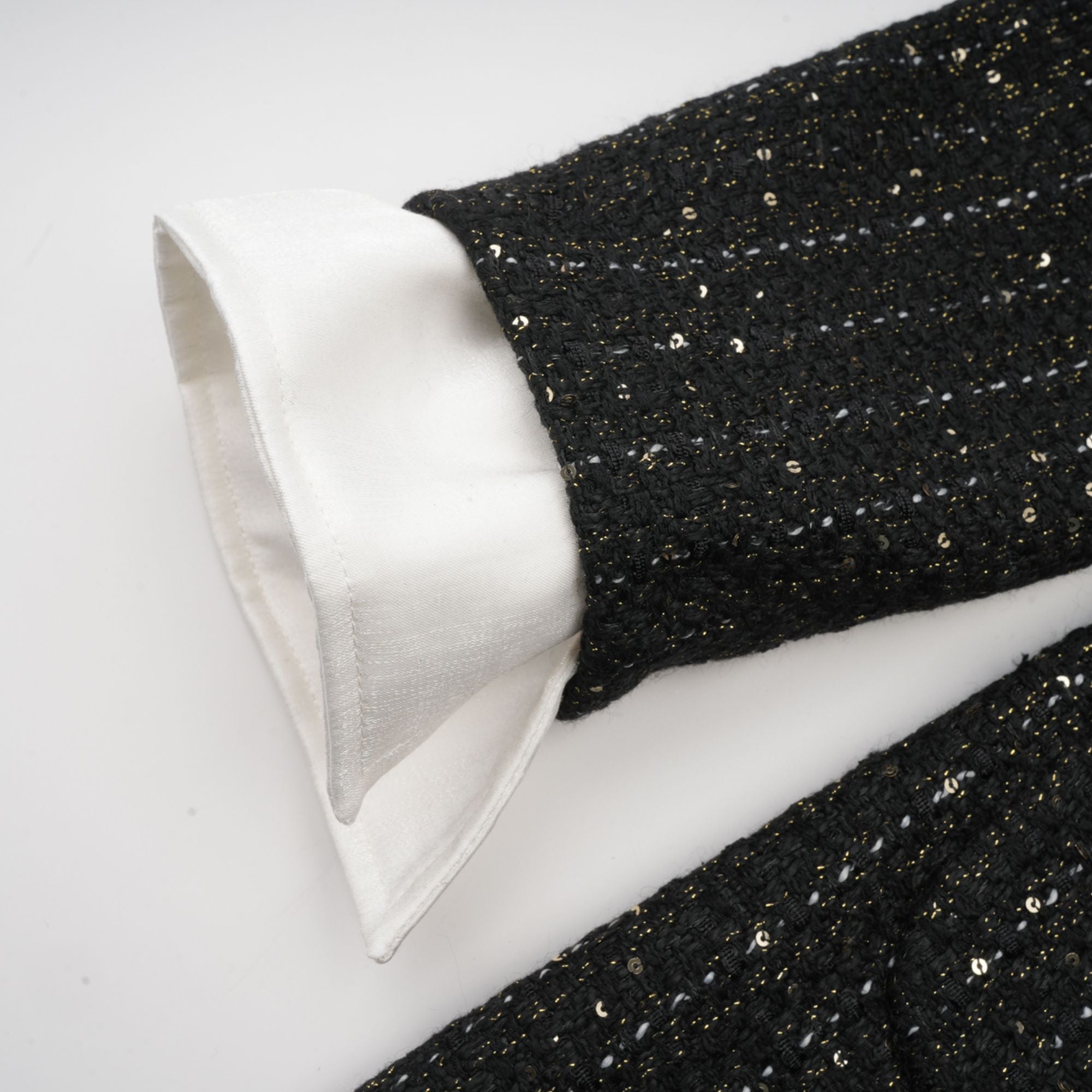 Audrey Black Sequin Paneled Tweed Mini Dress