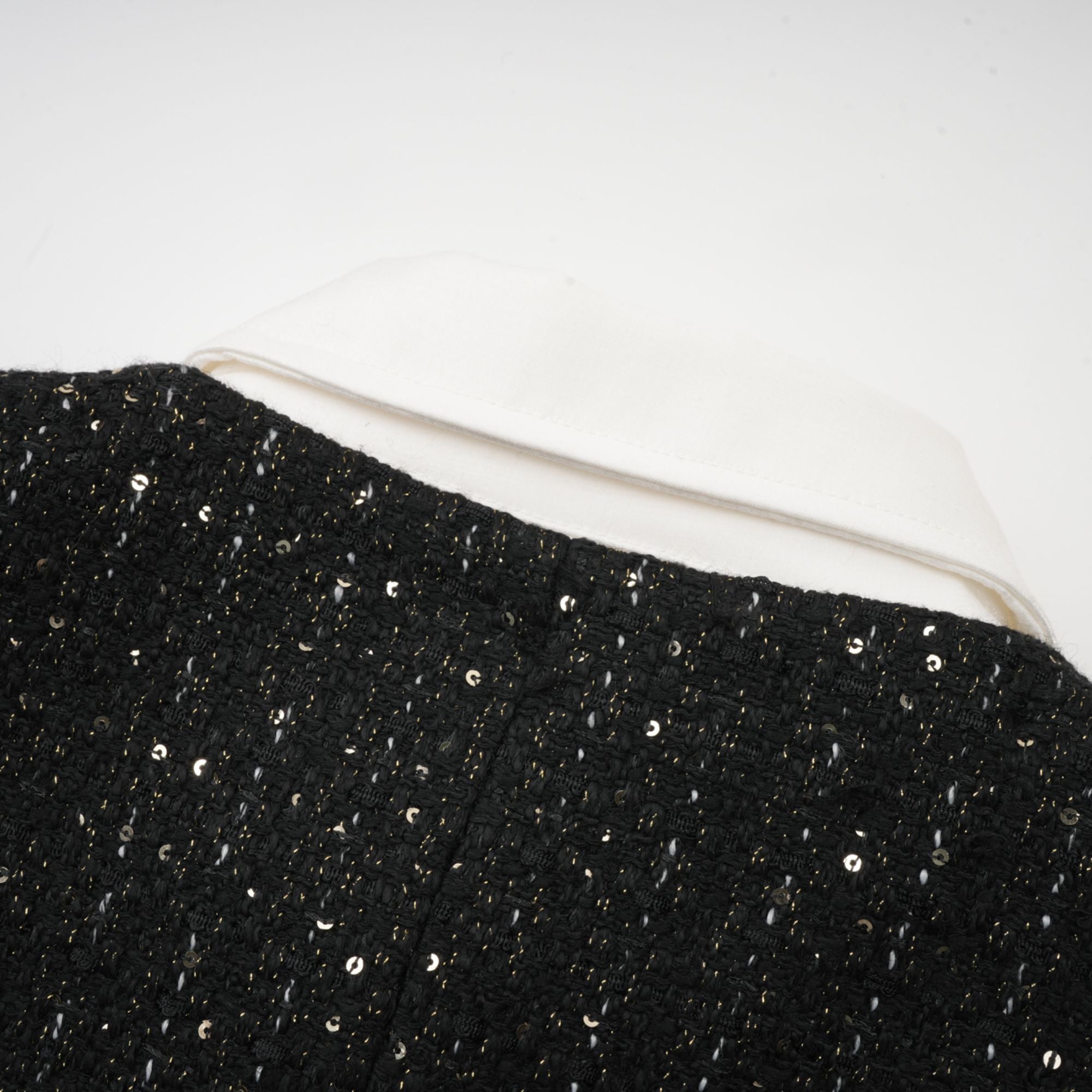 Audrey Black Sequin Paneled Tweed Mini Dress