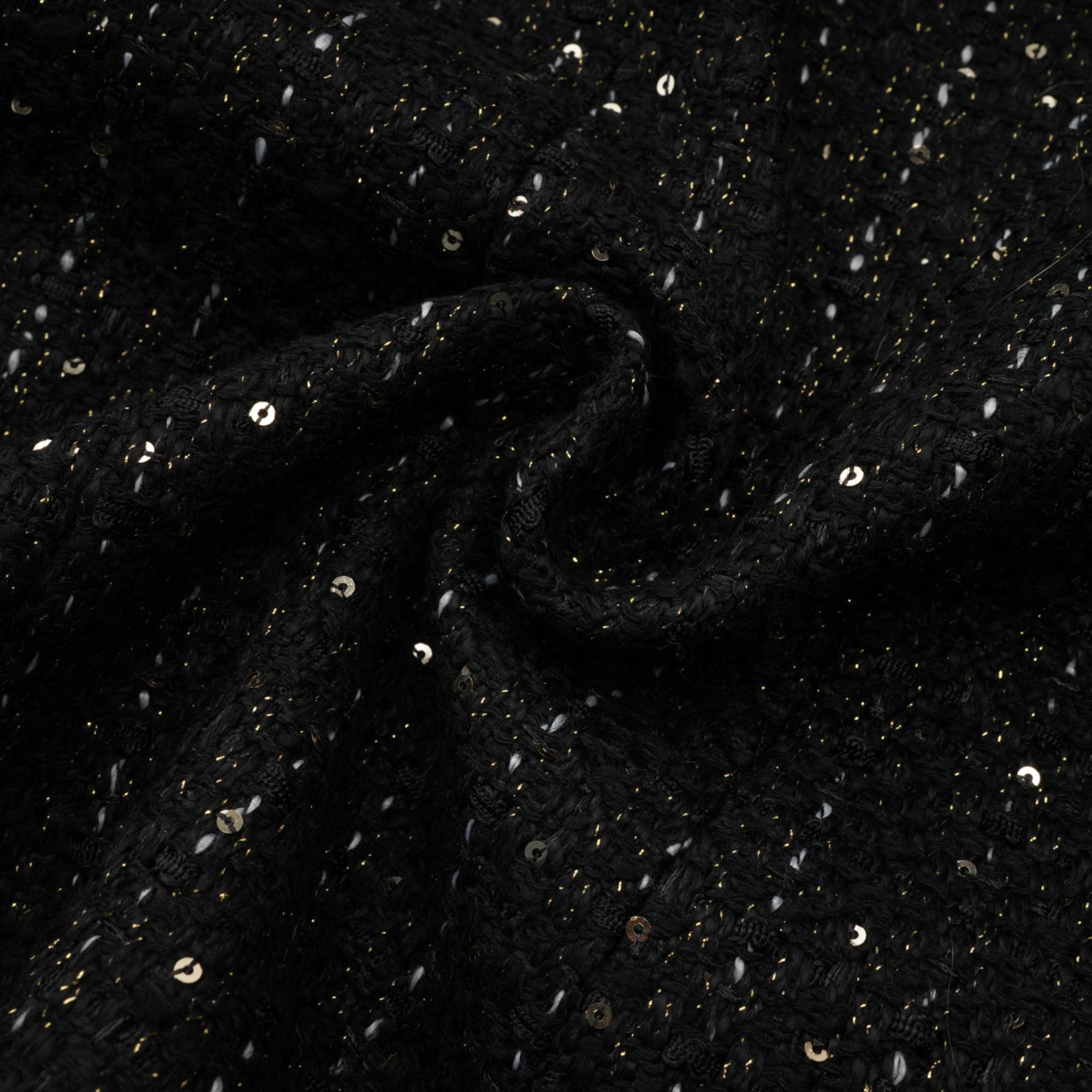 Audrey Black Sequin Paneled Tweed Mini Dress