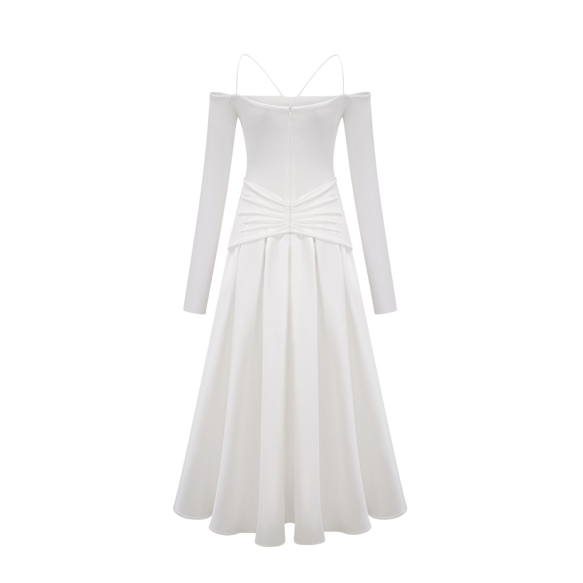 Nadine Off-Shoulder Paneled Maxi Dress in White