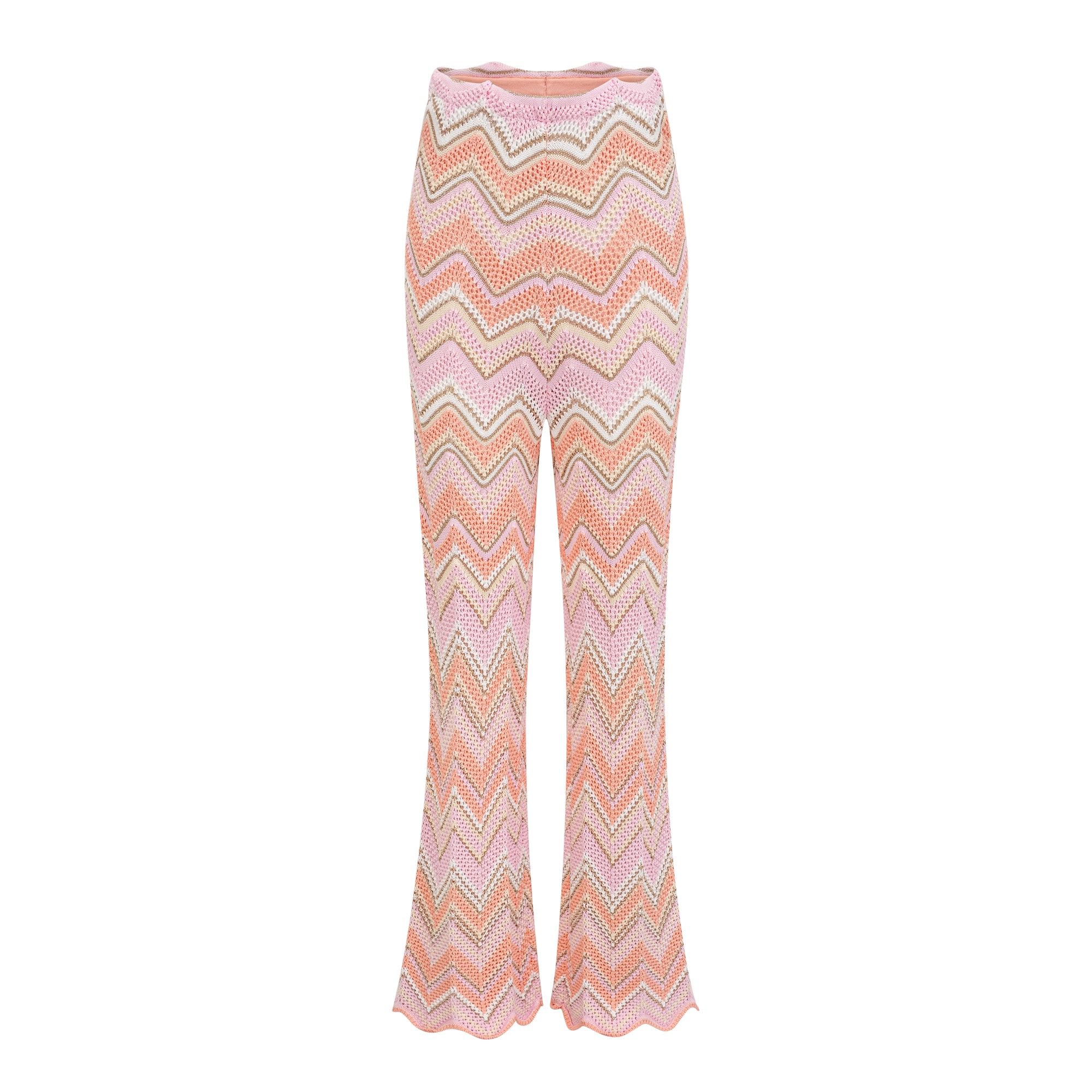 Irina Pink Zigzag Pointelle Knit Matching Set
