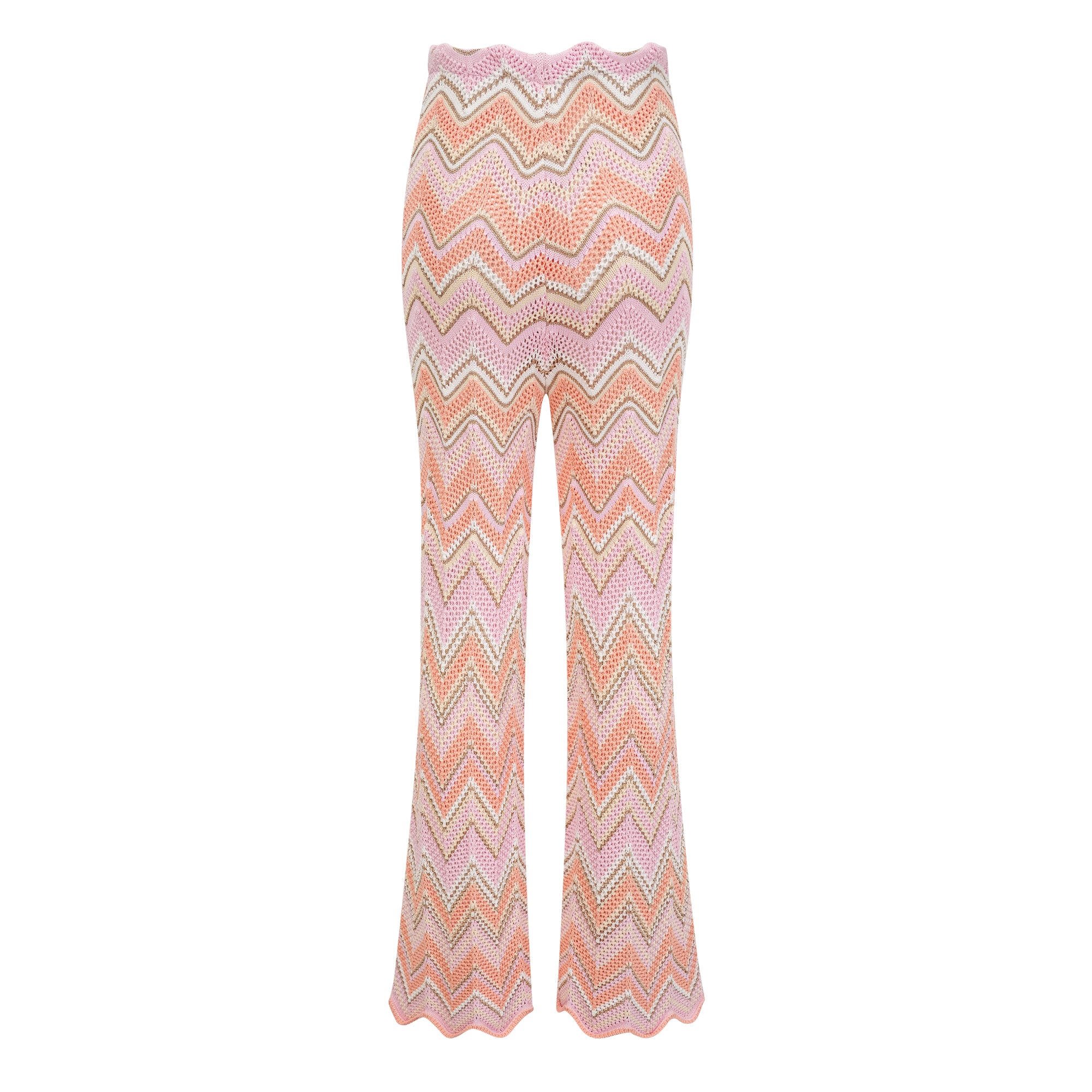 Irina Pink Zigzag Pointelle Knit Matching Set