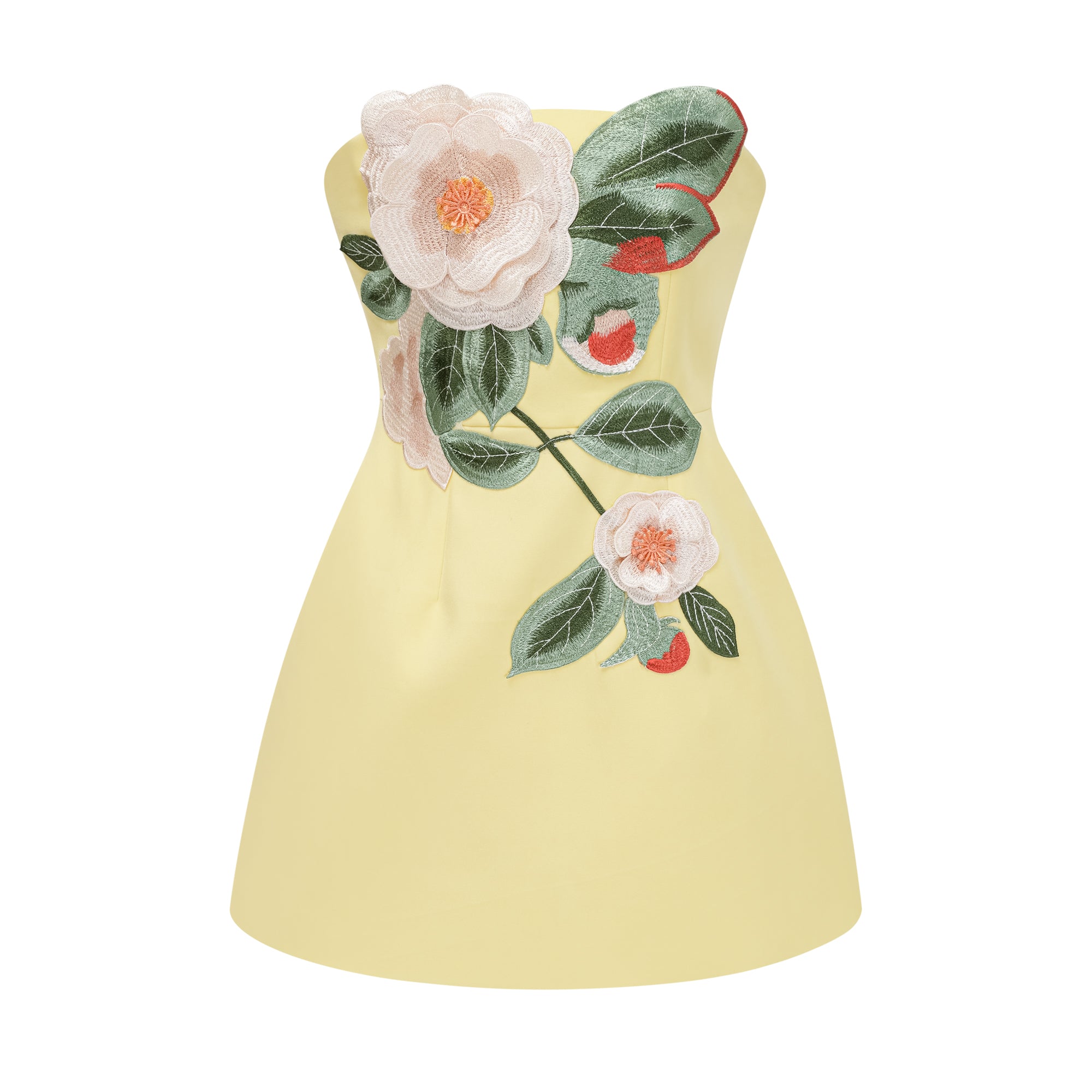 Abigail Yellow Floral Embroidered Mini Dress – Miss Rosier