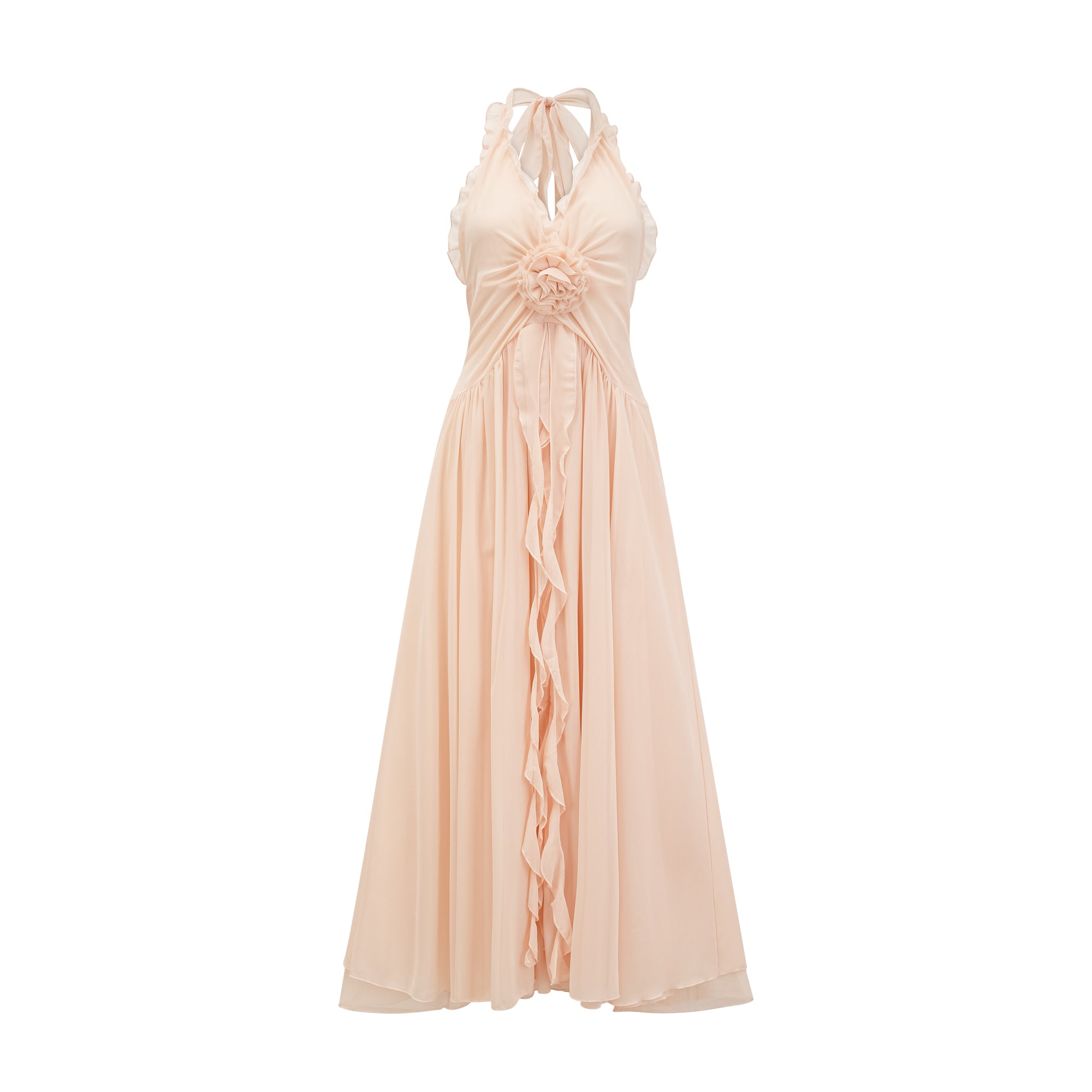 Élodie Ruffled Faux-Flower Maxi Dress