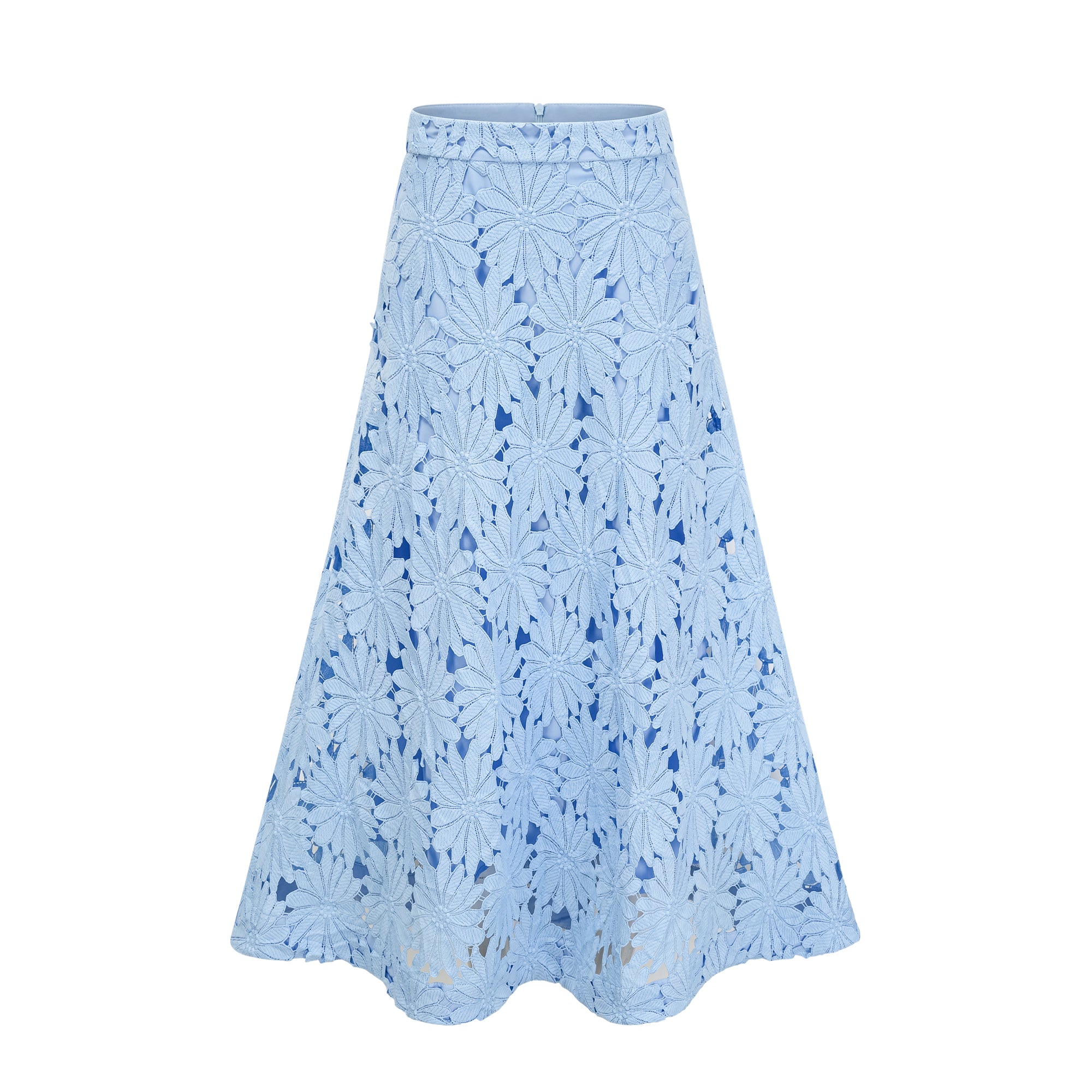 Audrey Blue Guipure Lace Top & Skirt Matching Set