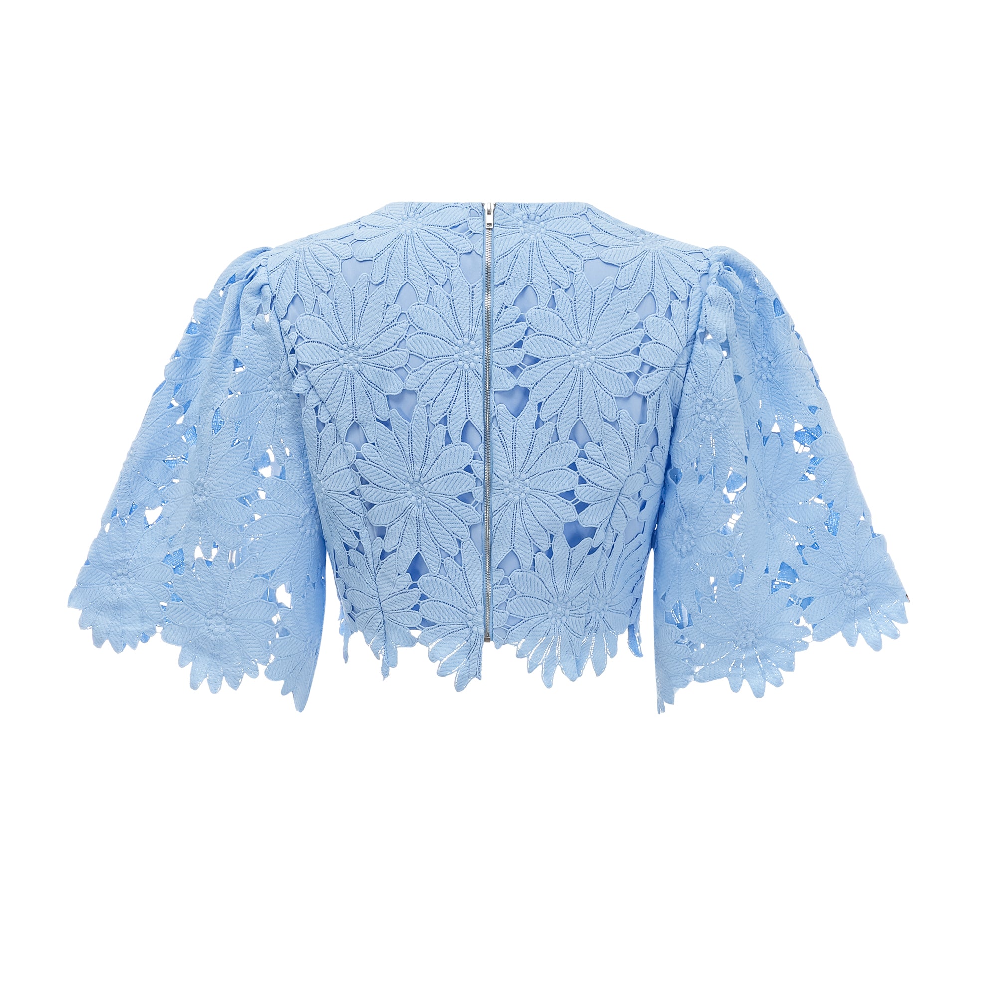 Audrey Blue Guipure Lace Top & Skirt Matching Set