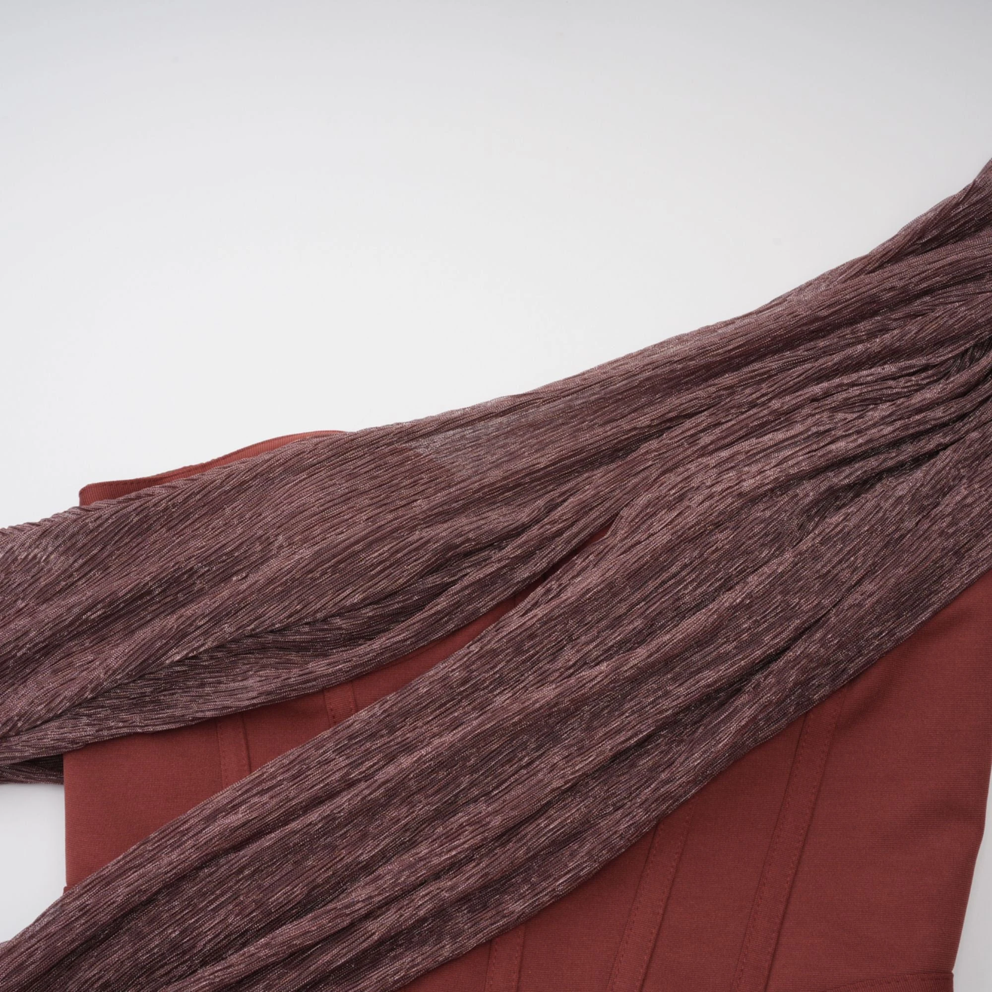 Delphine Ribbon-Design Corset Maxi Dress in Brown