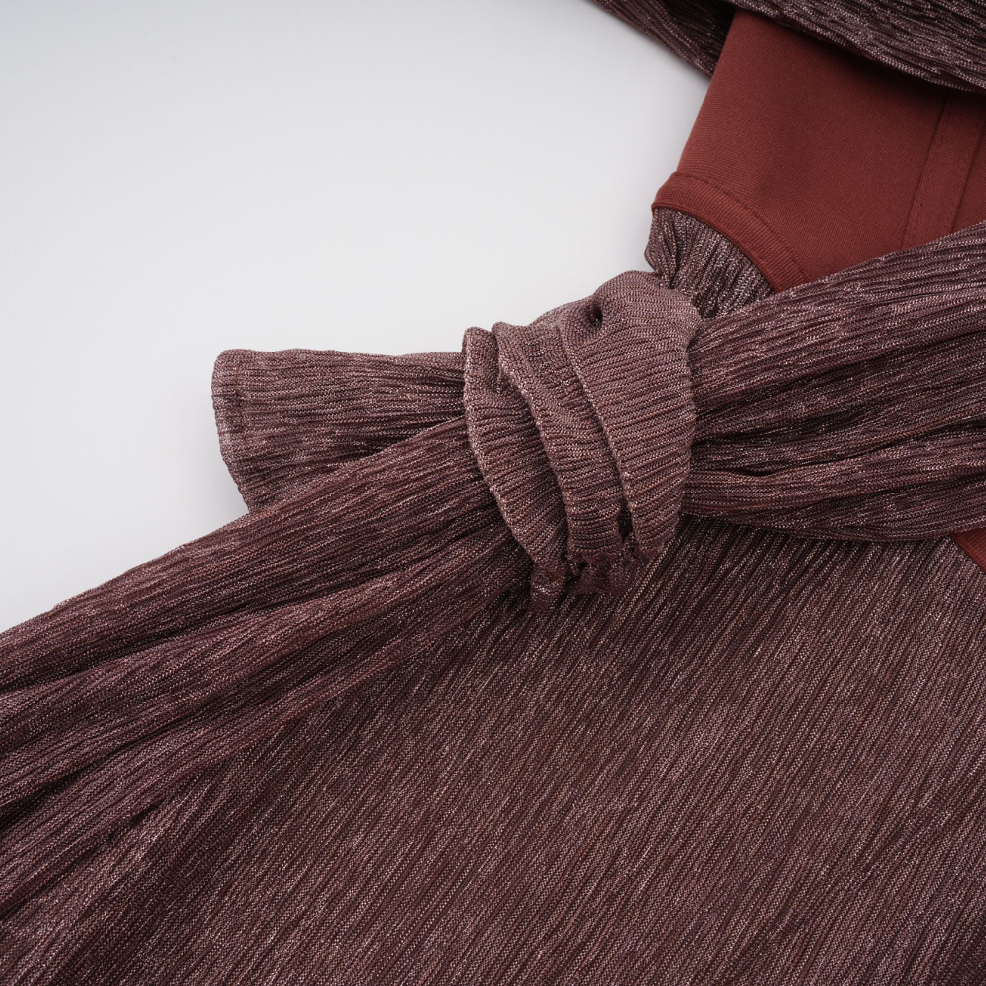 Delphine Ribbon-Design Corset Maxi Dress in Brown