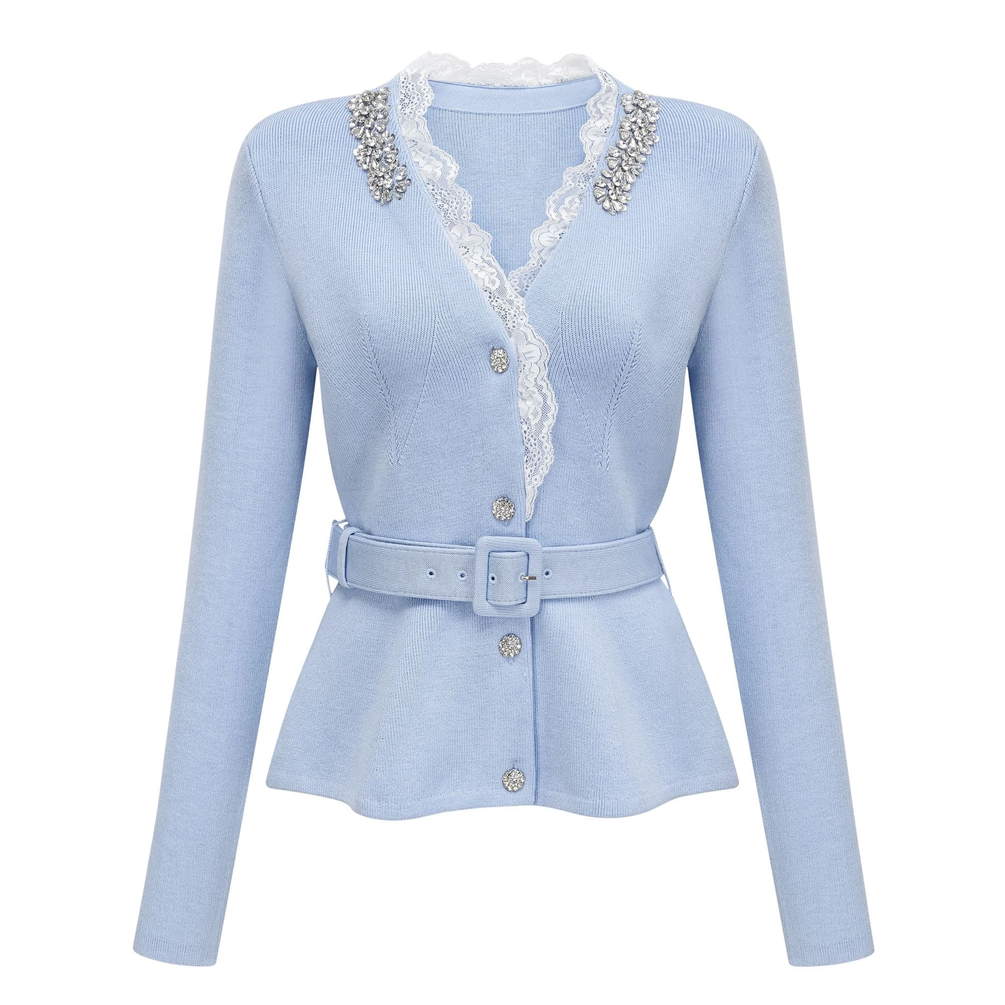 Blue Crystal Trim Cardigan