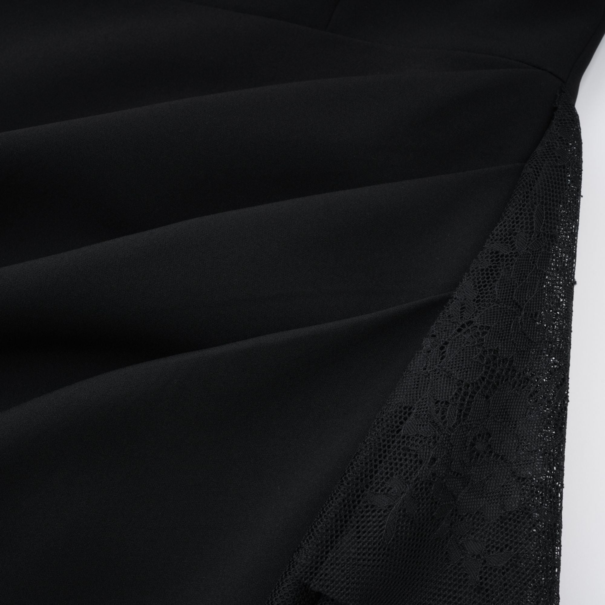 Bernadette Black Lace-Panel Asymmetrical Midi Dress