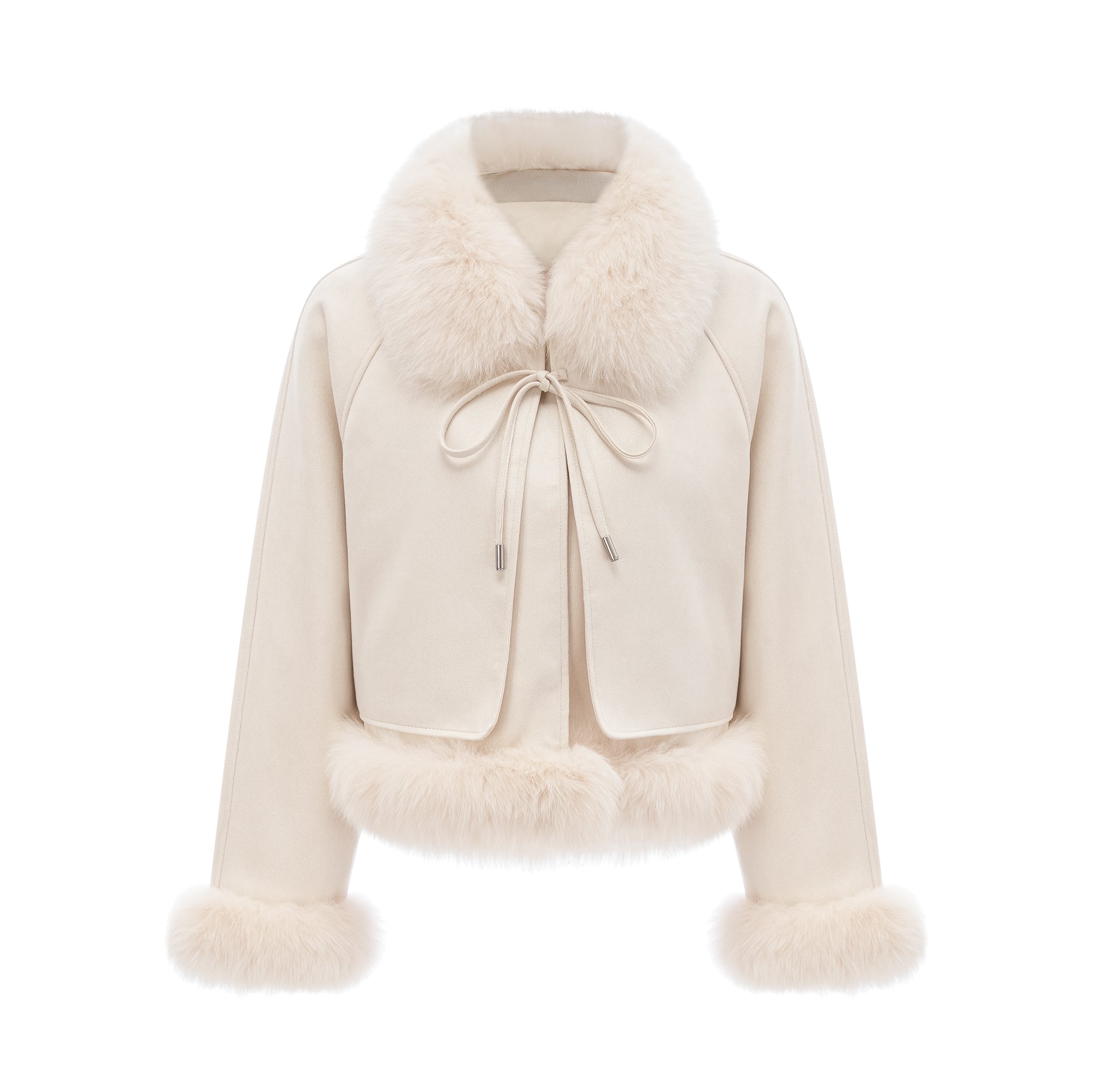Cécile White Suede Fur Padded Short Coat