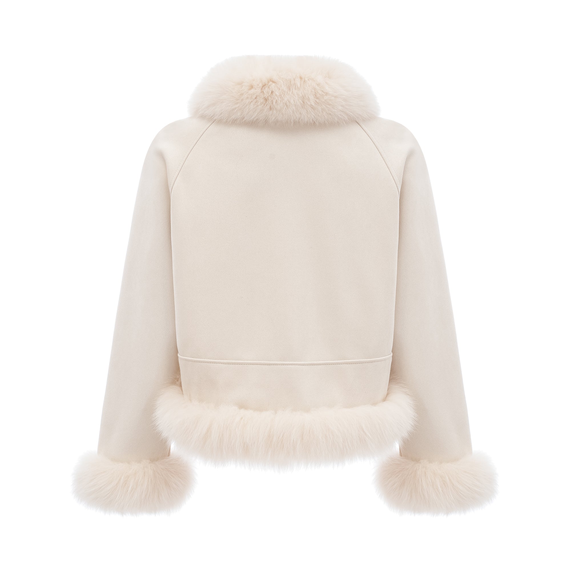 Cécile White Suede Fur Padded Short Coat