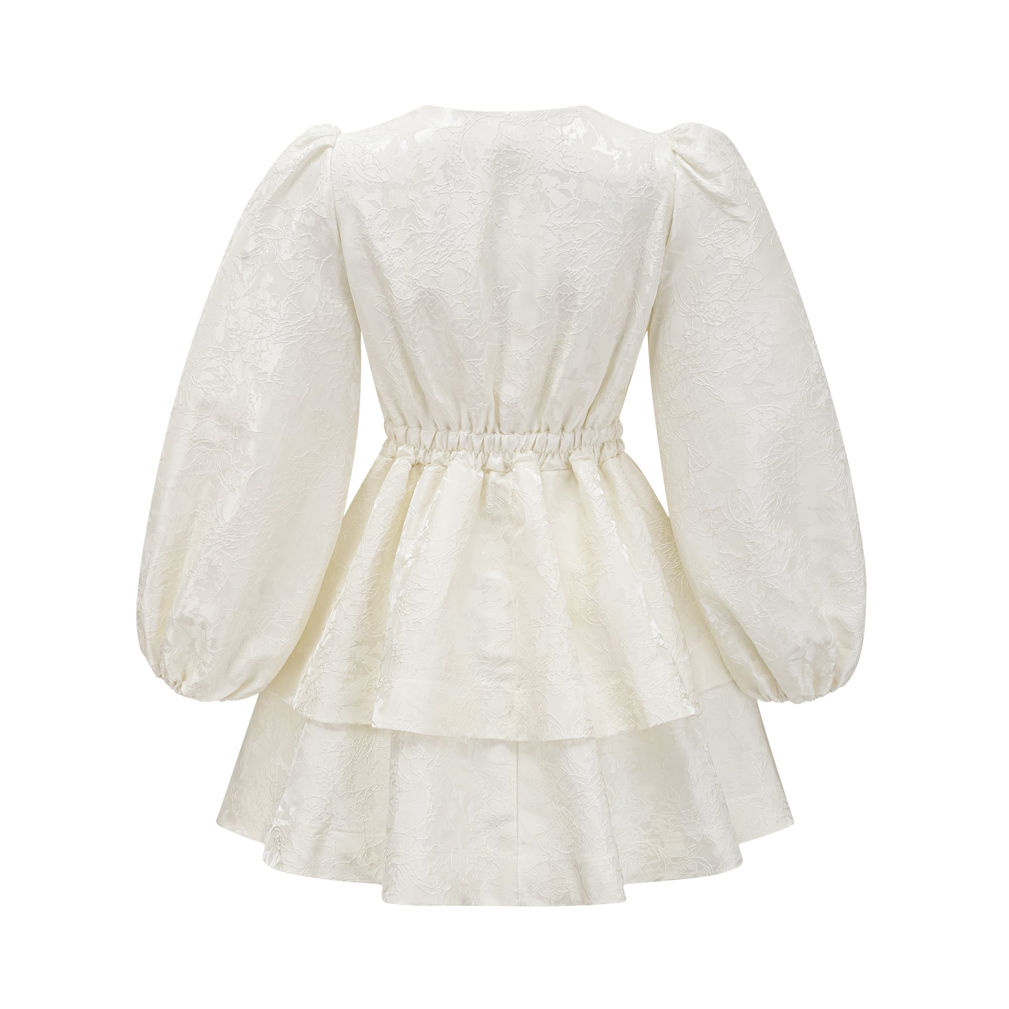 Colette White Jacquard Tiered Mini Dress