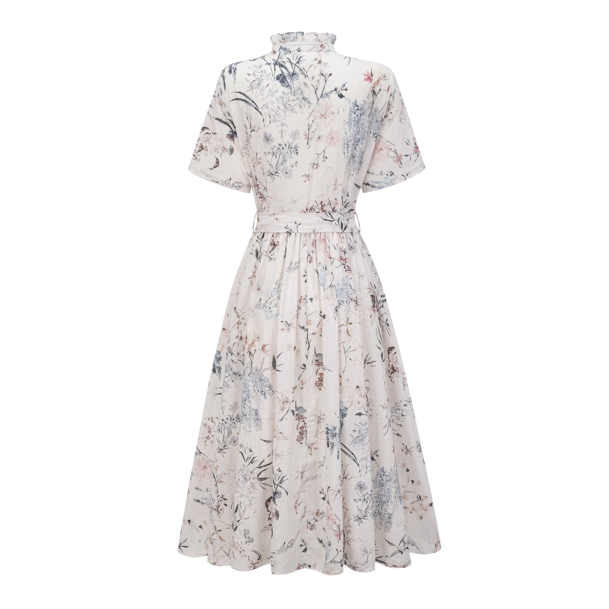 Héloïse White Floral Print Summer Midi Dress