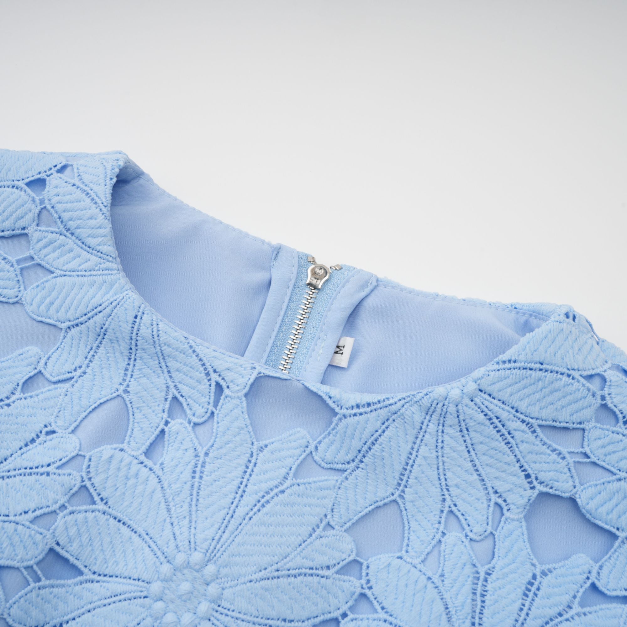 Audrey Blue Guipure Lace Top & Skirt Matching Set
