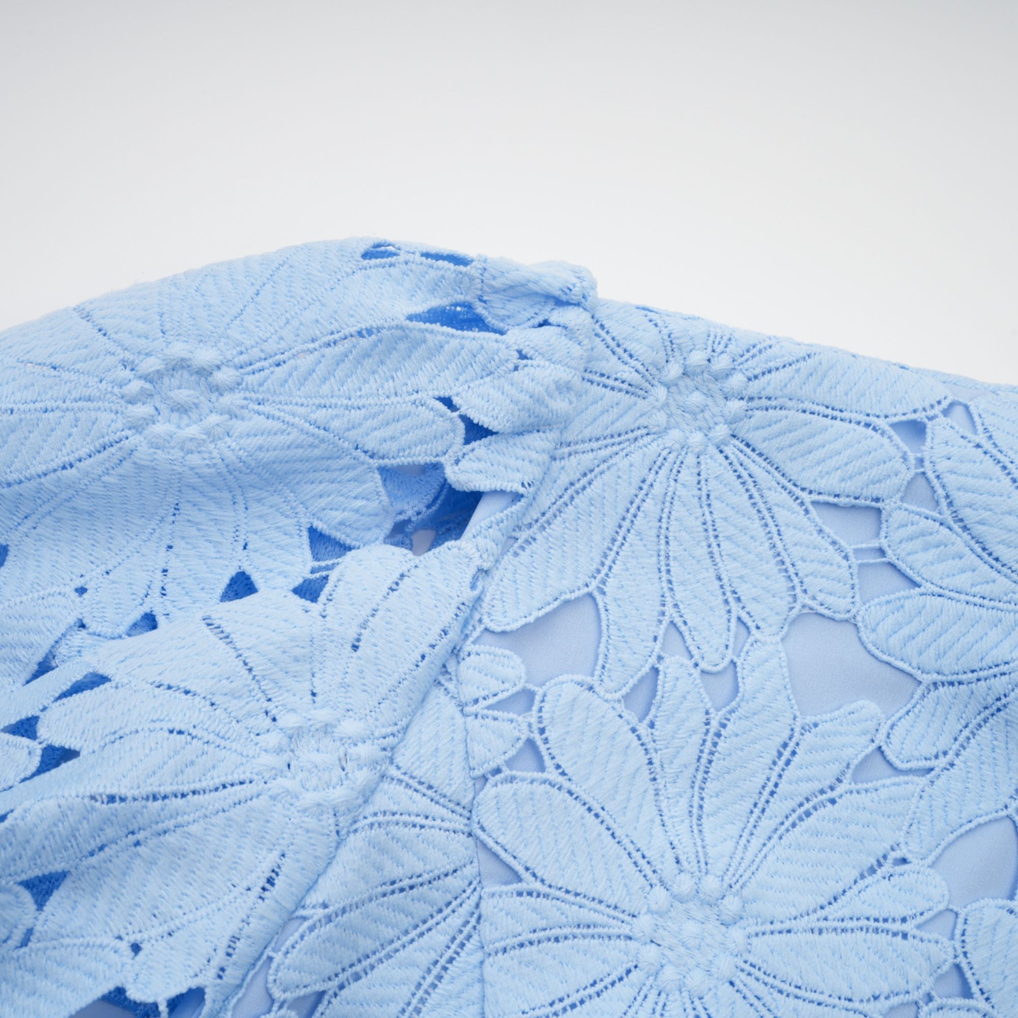Audrey Blue Guipure Lace Top & Skirt Matching Set