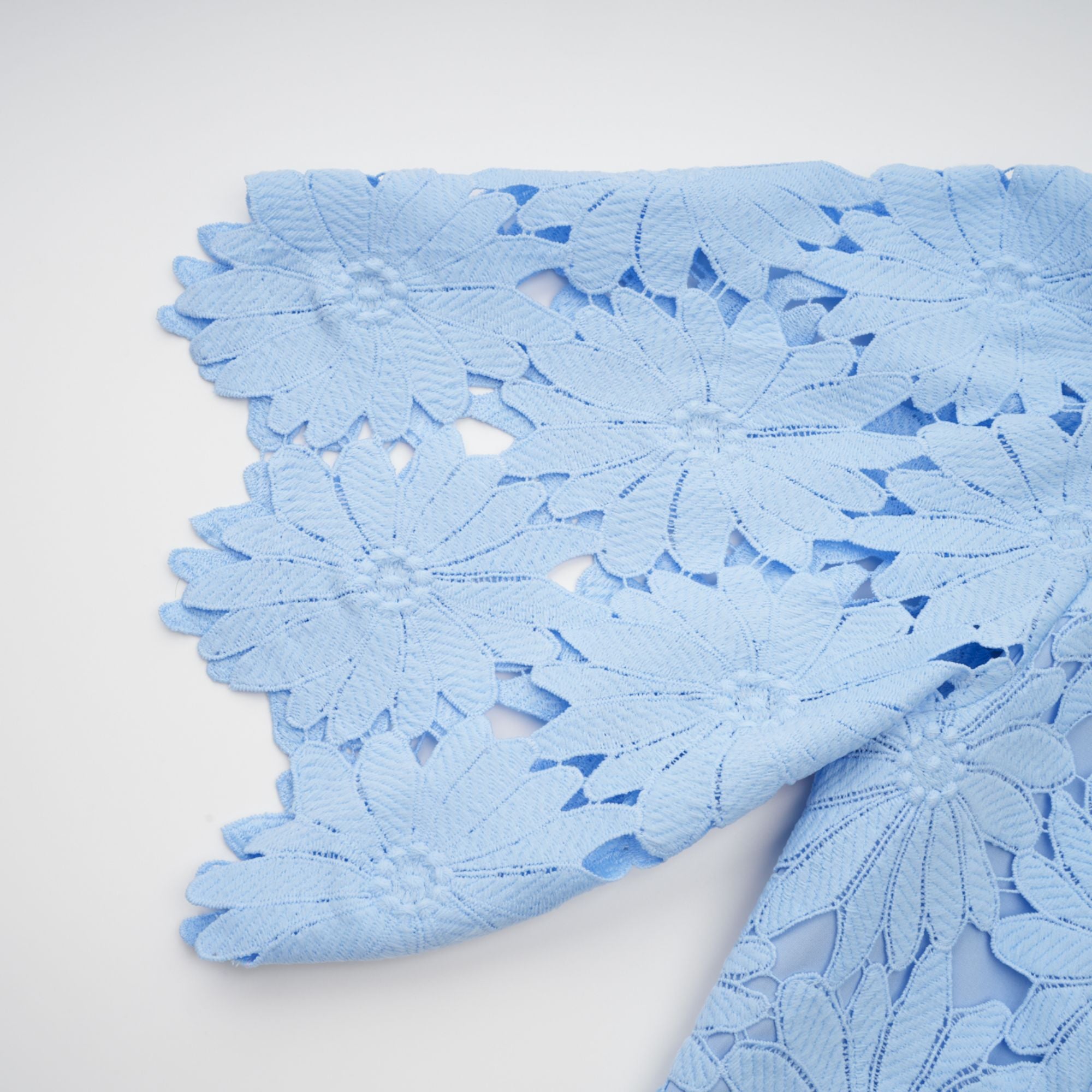 Audrey Blue Guipure Lace Top & Skirt Matching Set