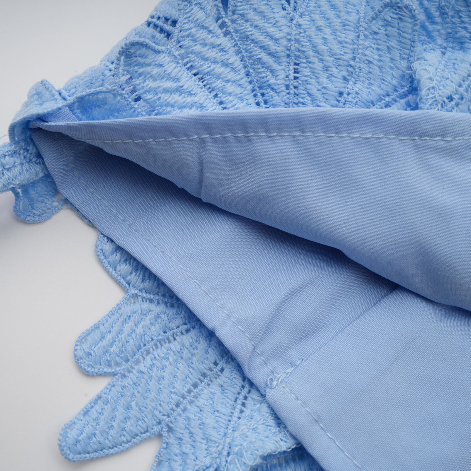 Audrey Blue Guipure Lace Top & Skirt Matching Set