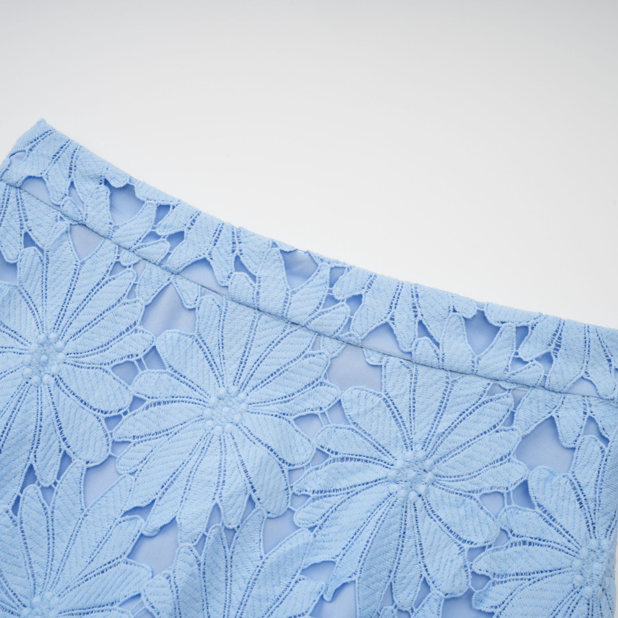Audrey Blue Guipure Lace Top & Skirt Matching Set