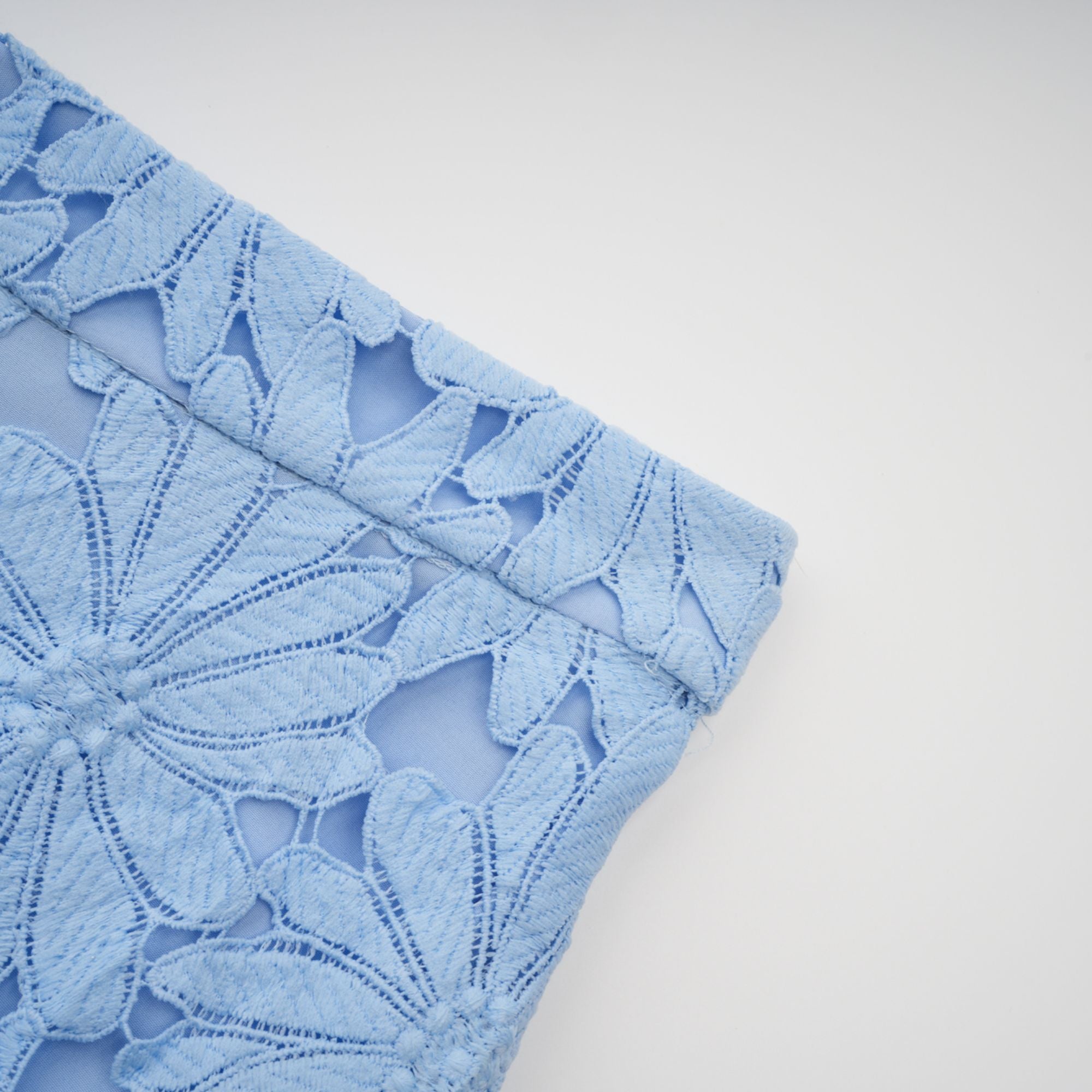 Audrey Blue Guipure Lace Top & Skirt Matching Set