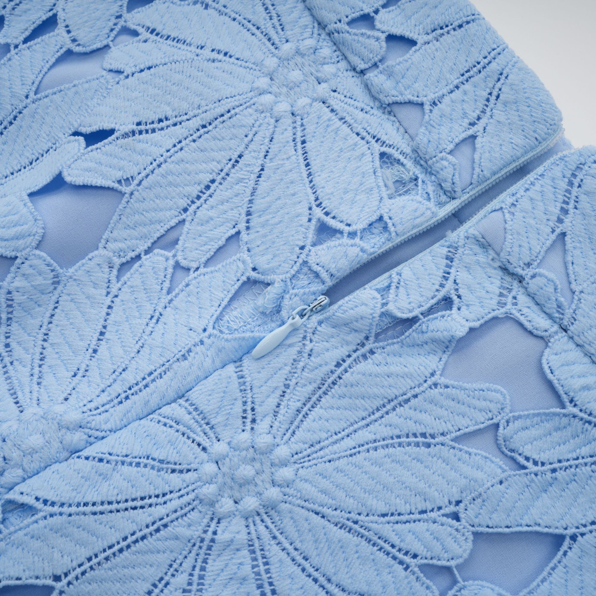 Audrey Blue Guipure Lace Top & Skirt Matching Set