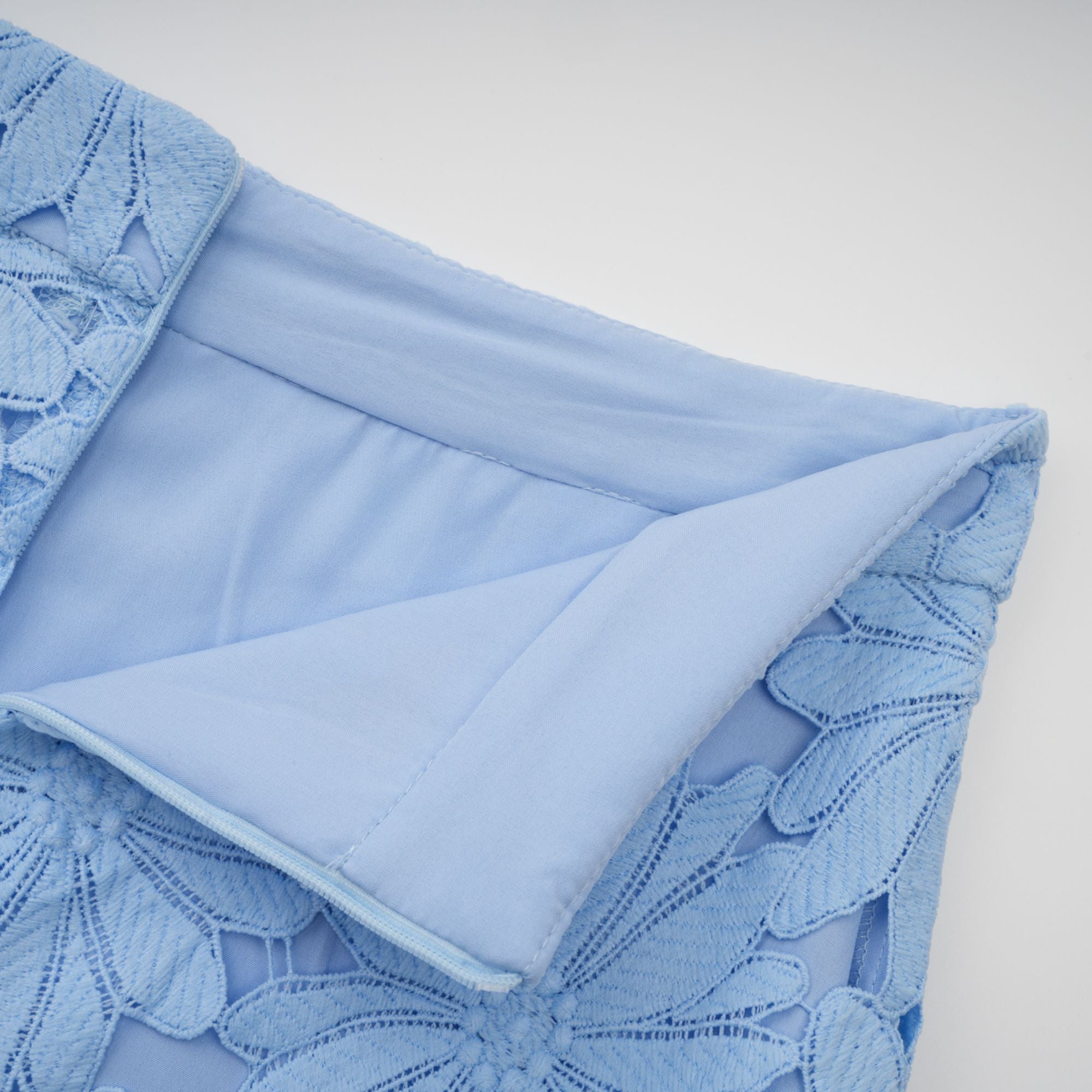 Audrey Blue Guipure Lace Top & Skirt Matching Set