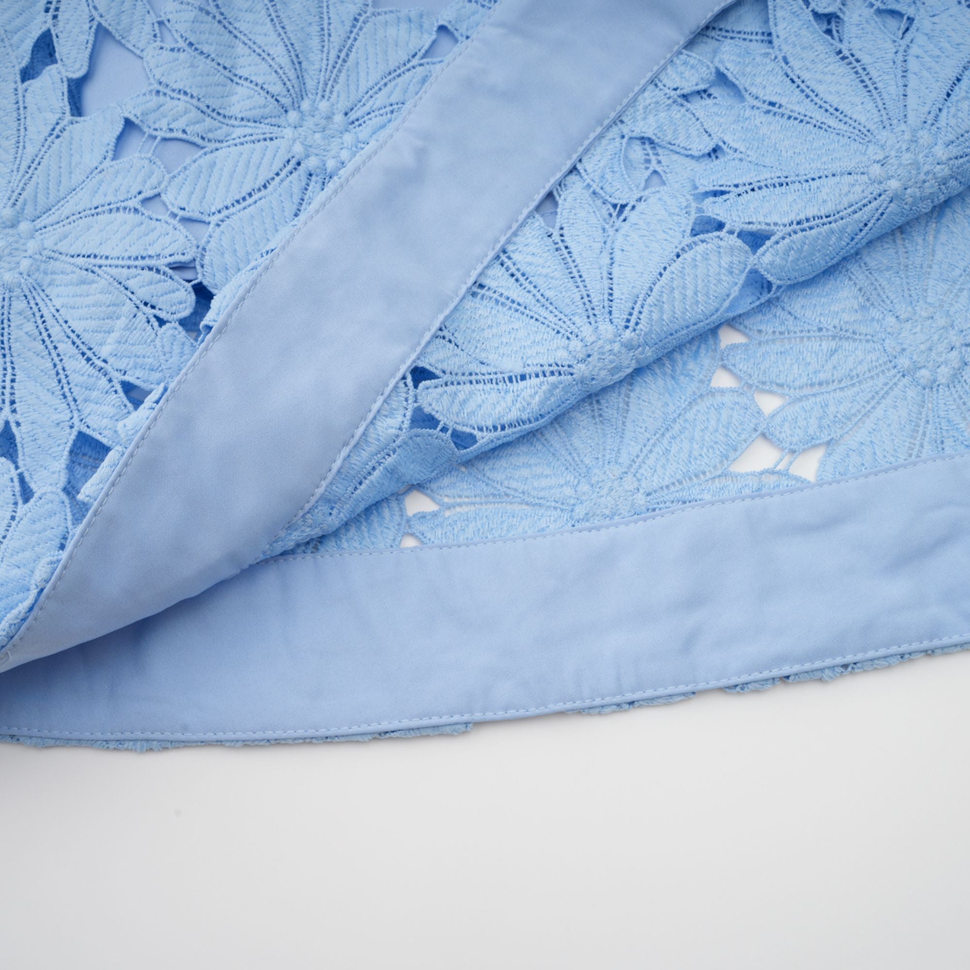 Audrey Blue Guipure Lace Top & Skirt Matching Set