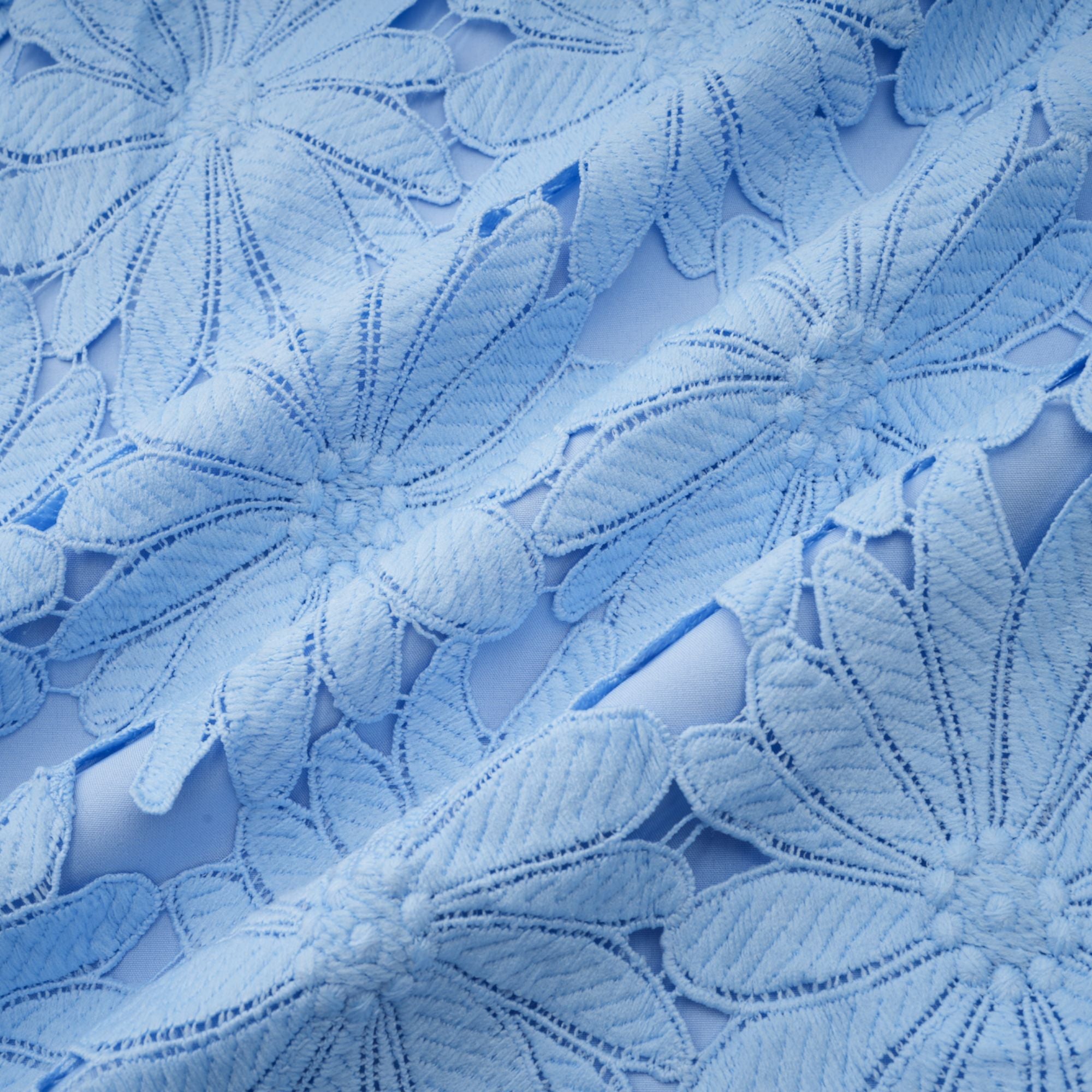 Audrey Blue Guipure Lace Top & Skirt Matching Set