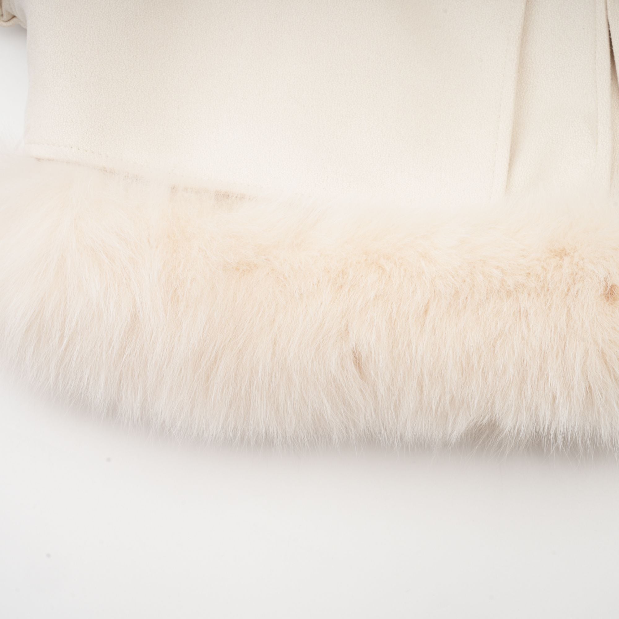 Cécile White Suede Fur Padded Short Coat