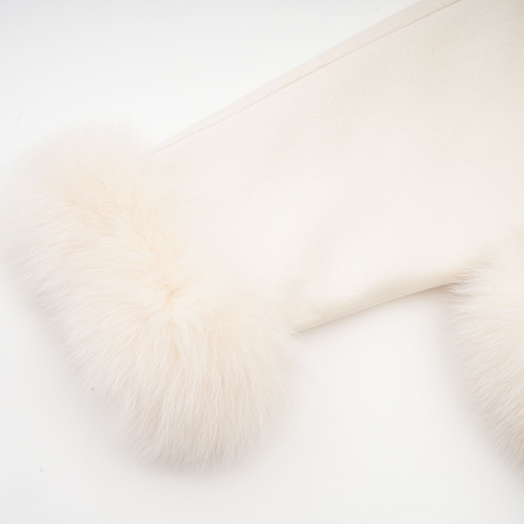 Cécile White Suede Fur Padded Short Coat