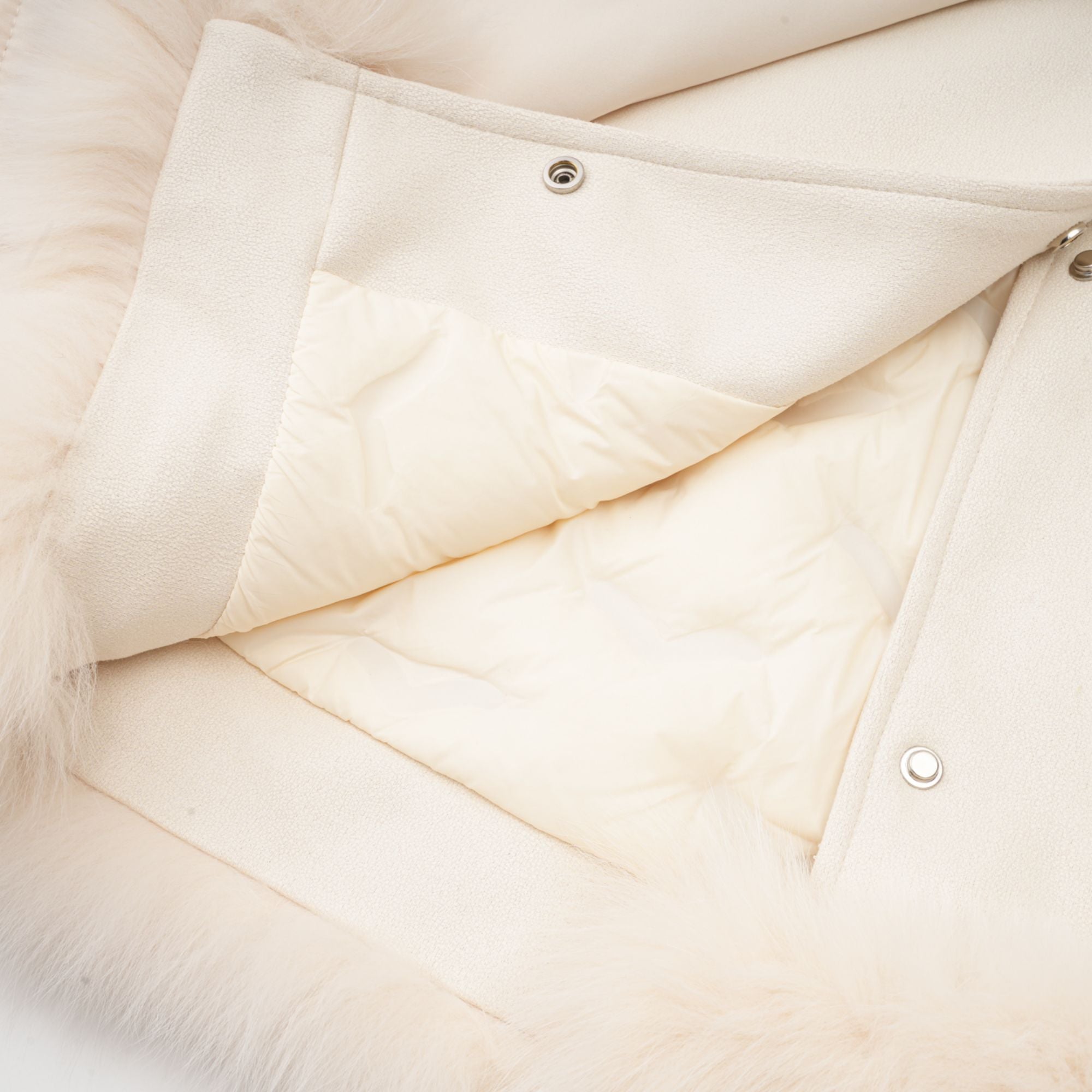 Cécile White Suede Fur Padded Short Coat