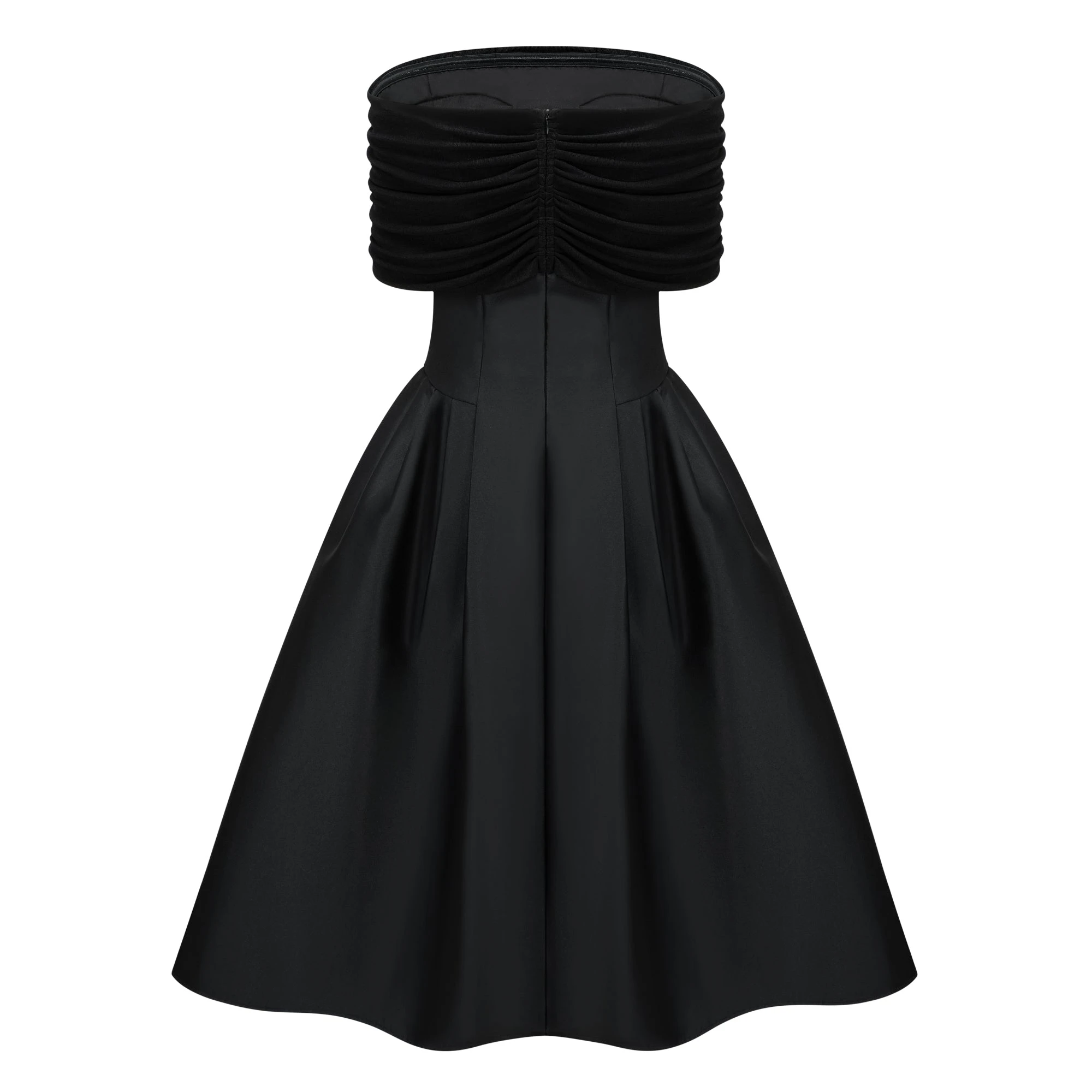 Black Off Shoulder Polished Midi Dress